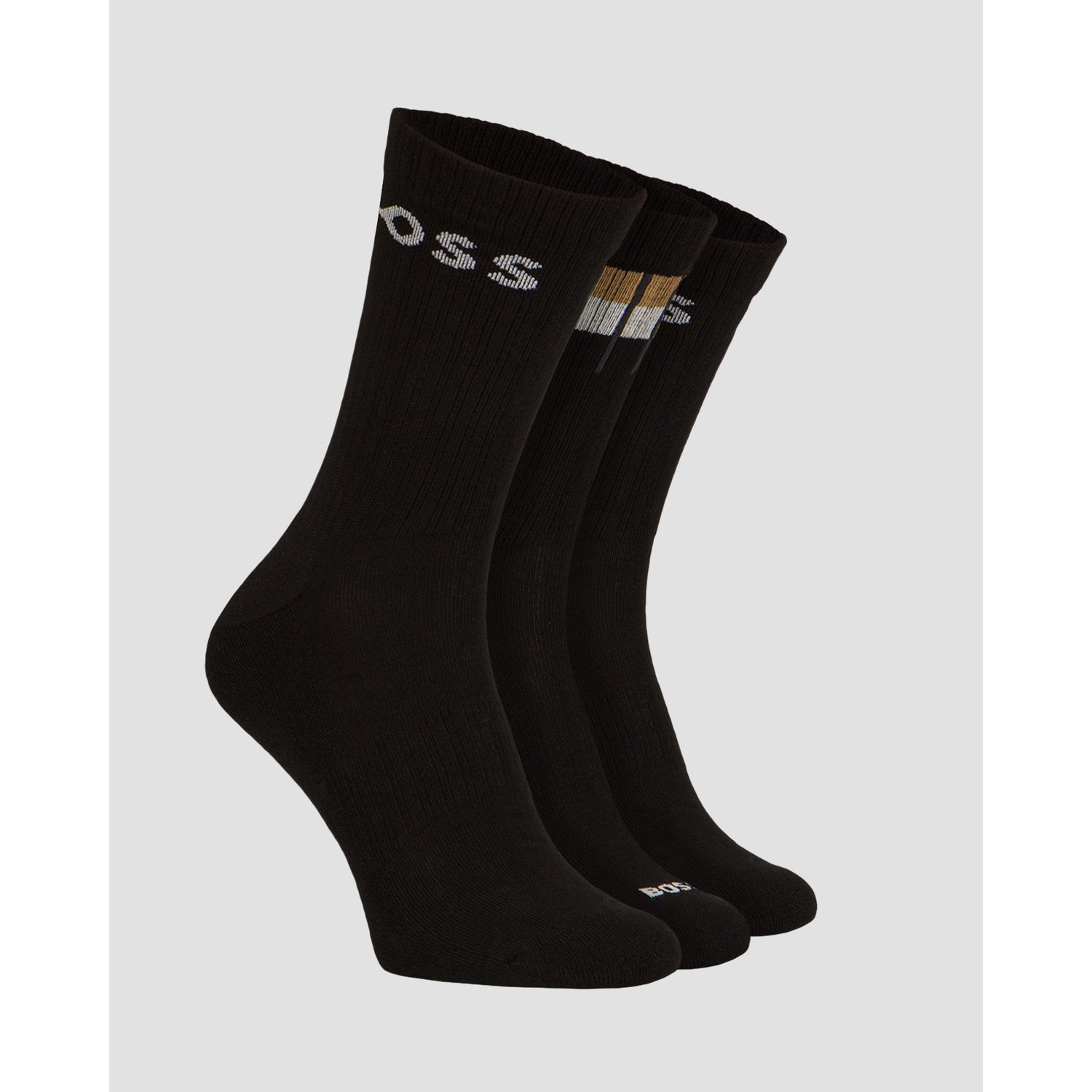 Skarpetki Męskie Hugo Boss 3p Qs Rib Stripe Czarne