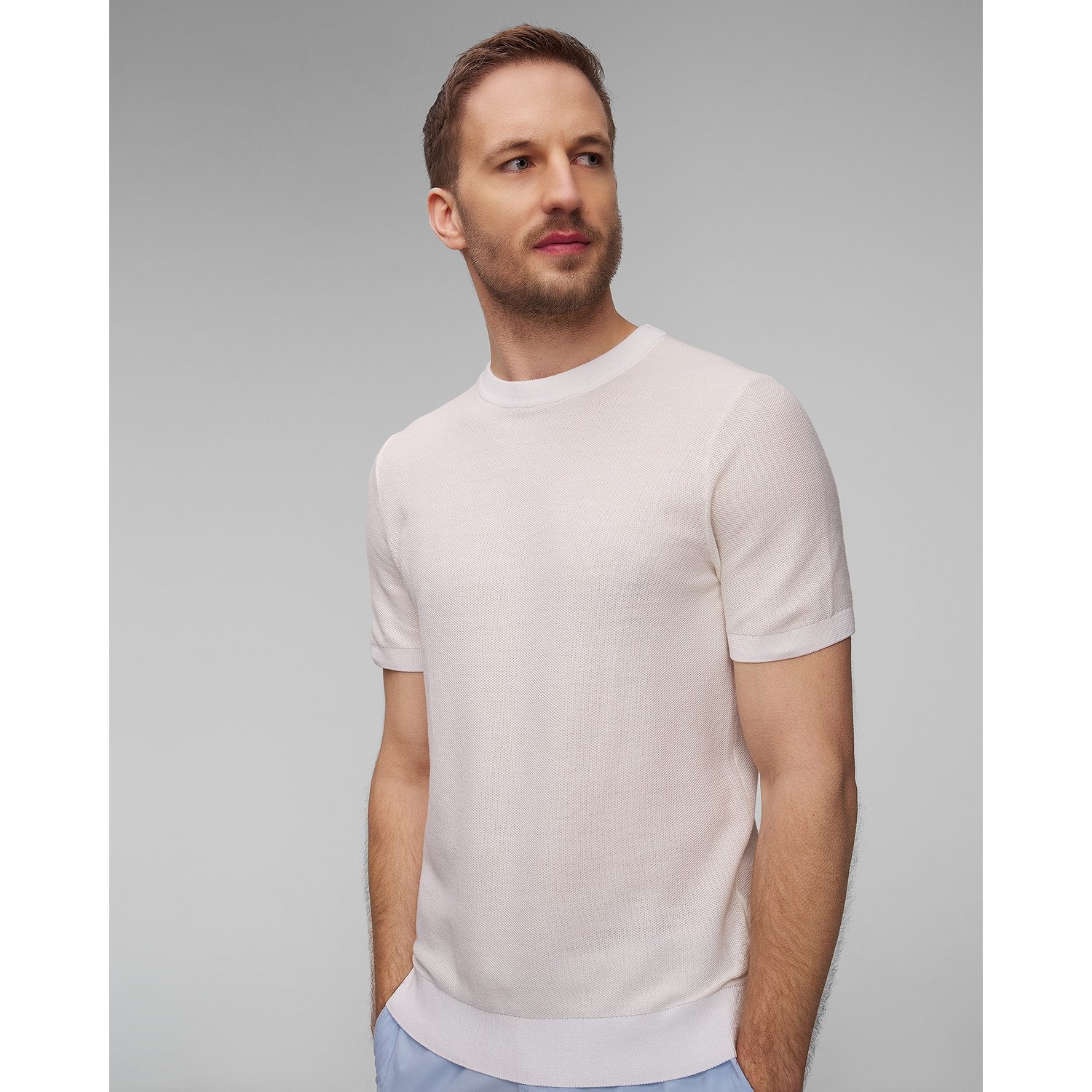 Biały T-shirt Męski Z Dzianiny Hugo Boss Tantino