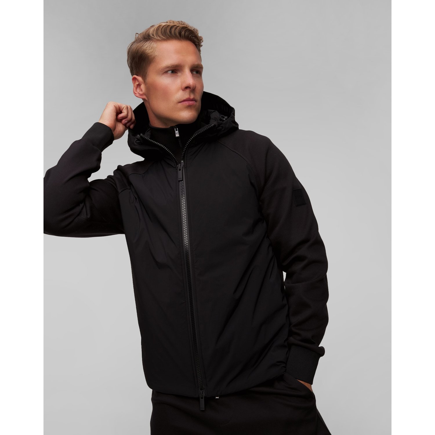 Czarna Bluza Rozpinana Męska Hugo Boss P Steele
