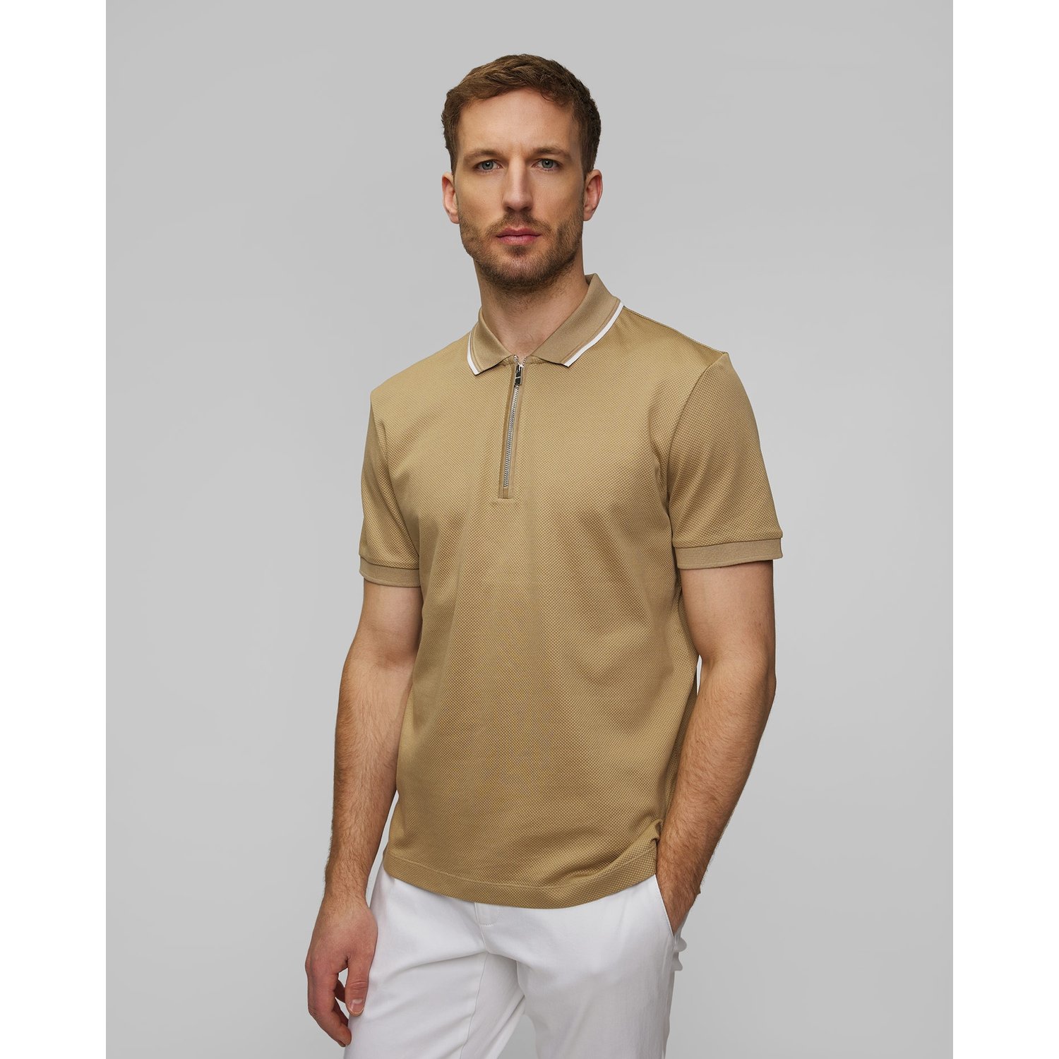 Beżowe Polo Męskie Hugo Boss H-paras