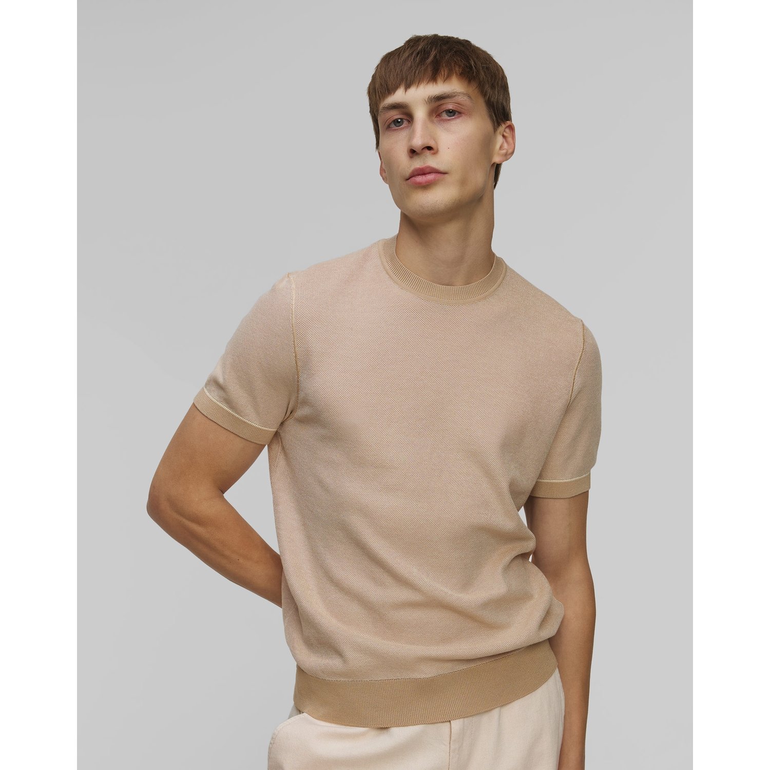 Dzianinowy T-shirt Męski Hugo Boss Jianfranco