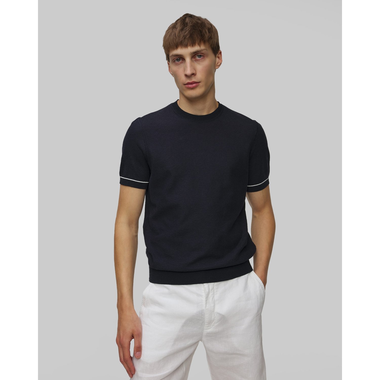 Dzianinowy T-shirt Męski Hugo Boss Jianfranco