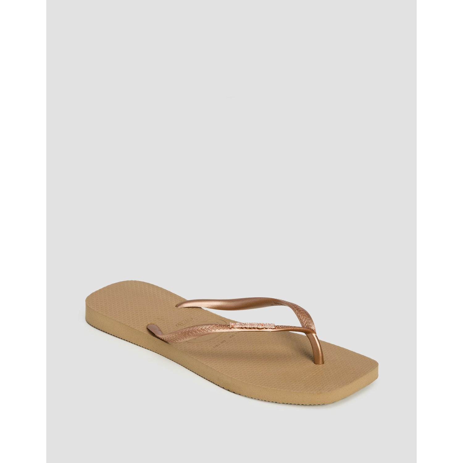Japonki Damskie Havaianas Slim Square Logo Metallic Beżowo-złote