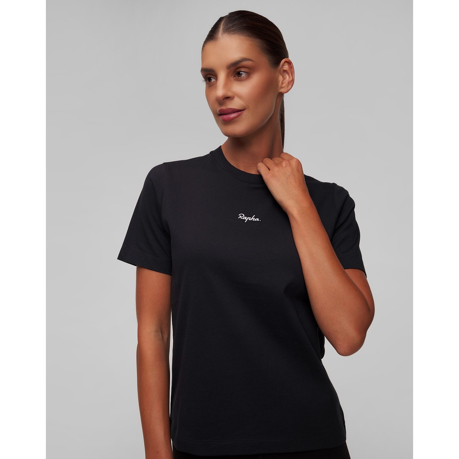 Czarny T-shirt Bawełniany Damski Rapha