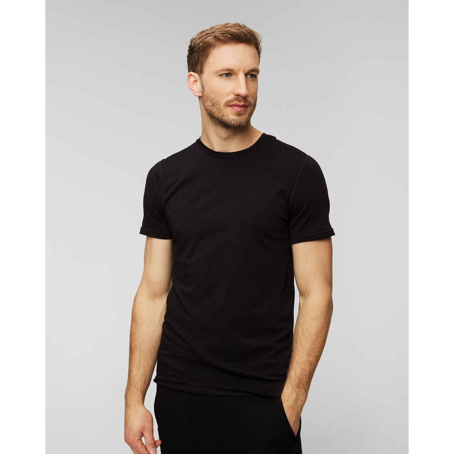 Czarny T-shirt Wełniany Męski We Norwegians Sno