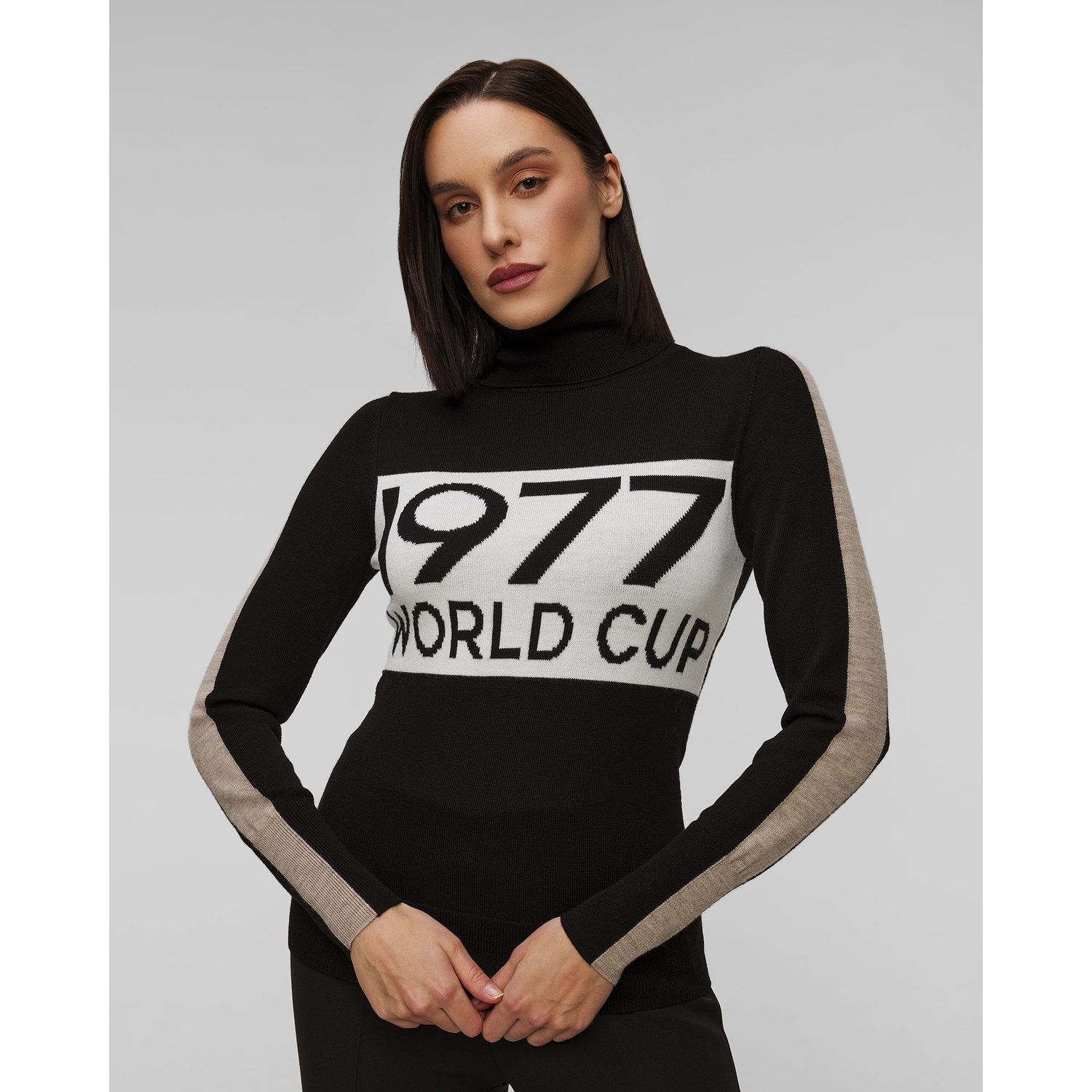 Czarny Golf Wełniany Damski We Norwegians Worldcup