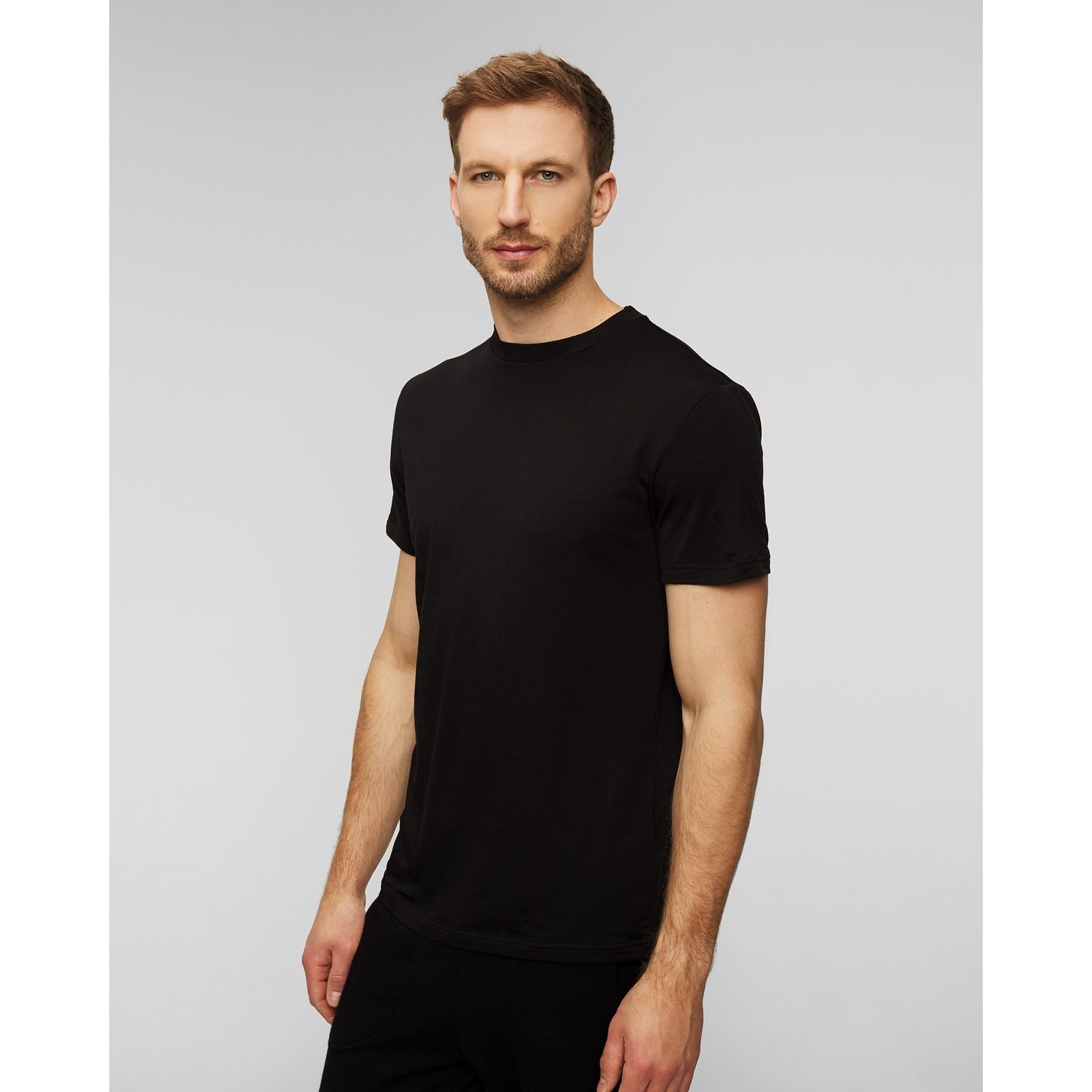 Czarny T-shirt Wełniany Męski We Norwegians Salt