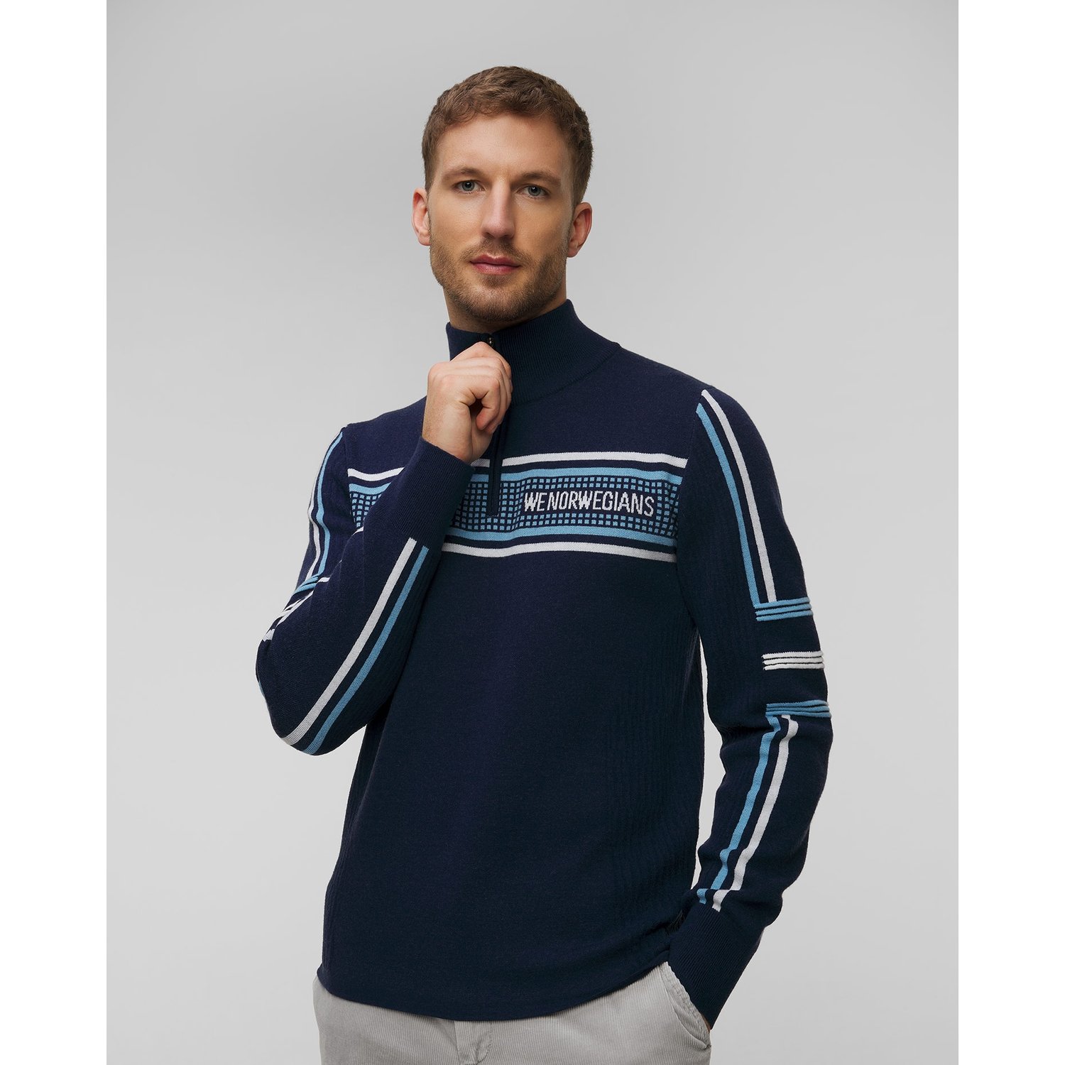 Granatowy Golf Narciarski Męski We Norwegians Stryn
