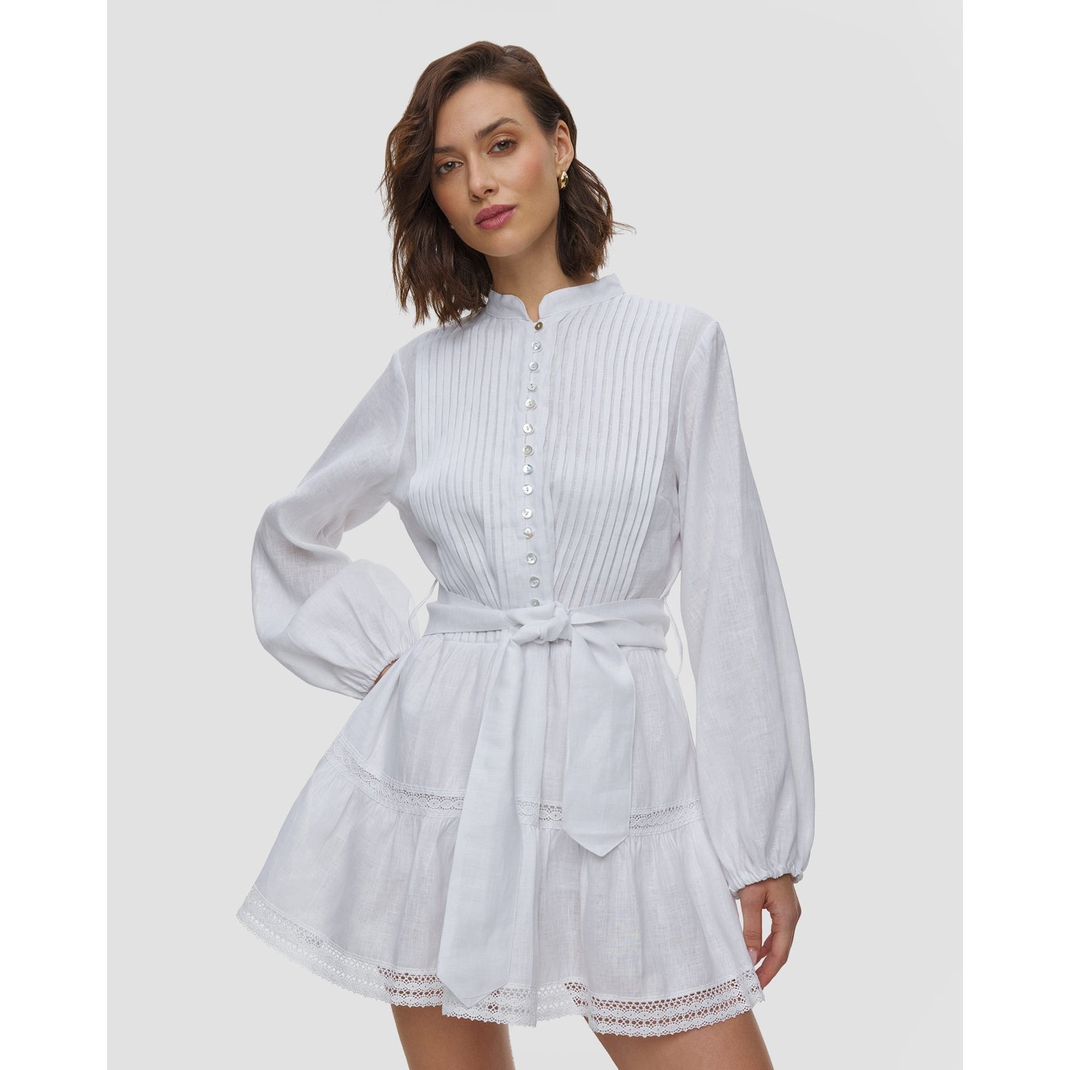 Biała Sukienka Lniana Damska Positano Couture Caviale