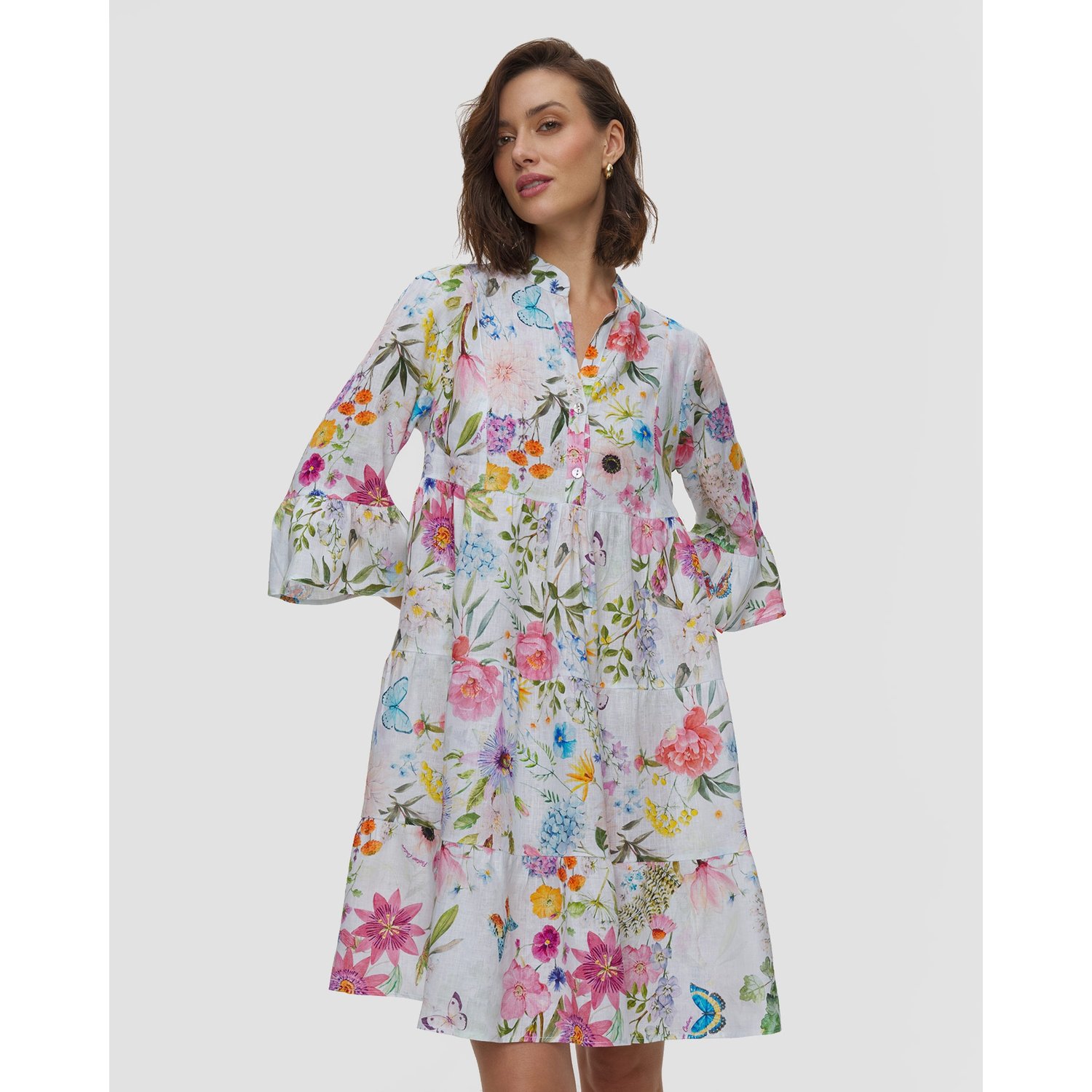 Sukienka Lniana W Kwiaty Damska Positano Couture Jungle