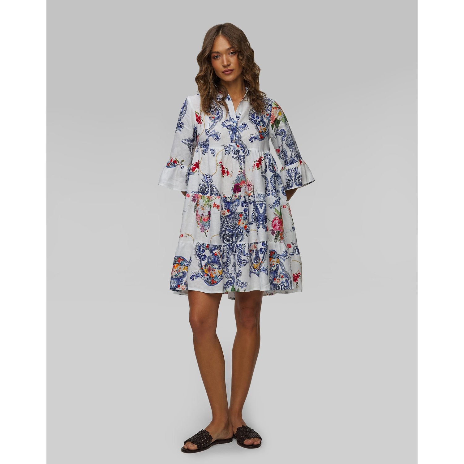 Sukienka Lniana W Kwiaty Damska Positano Couture Jungle