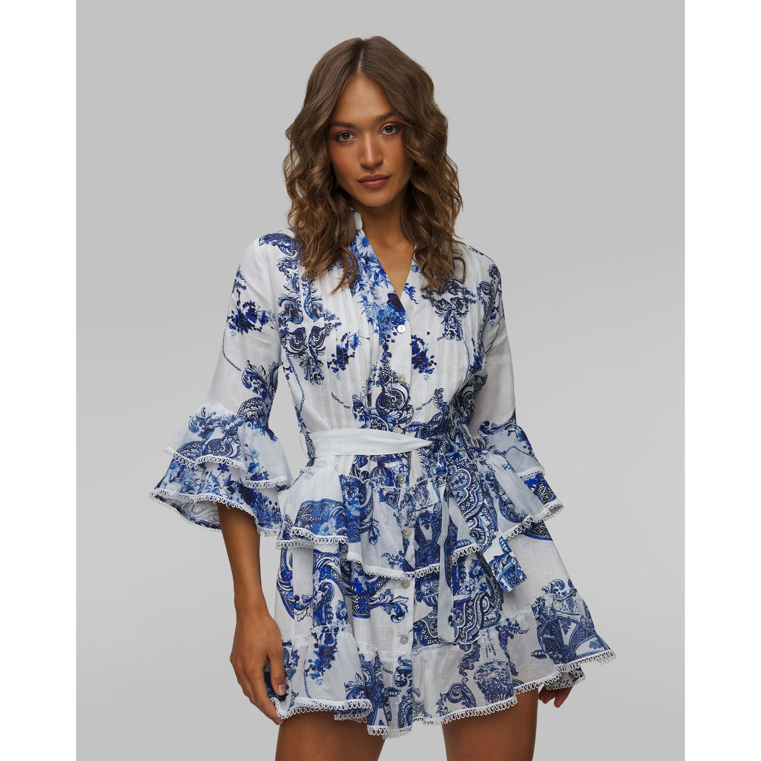 Sukienka Lniana W Kwiaty Positano Couture Panarea