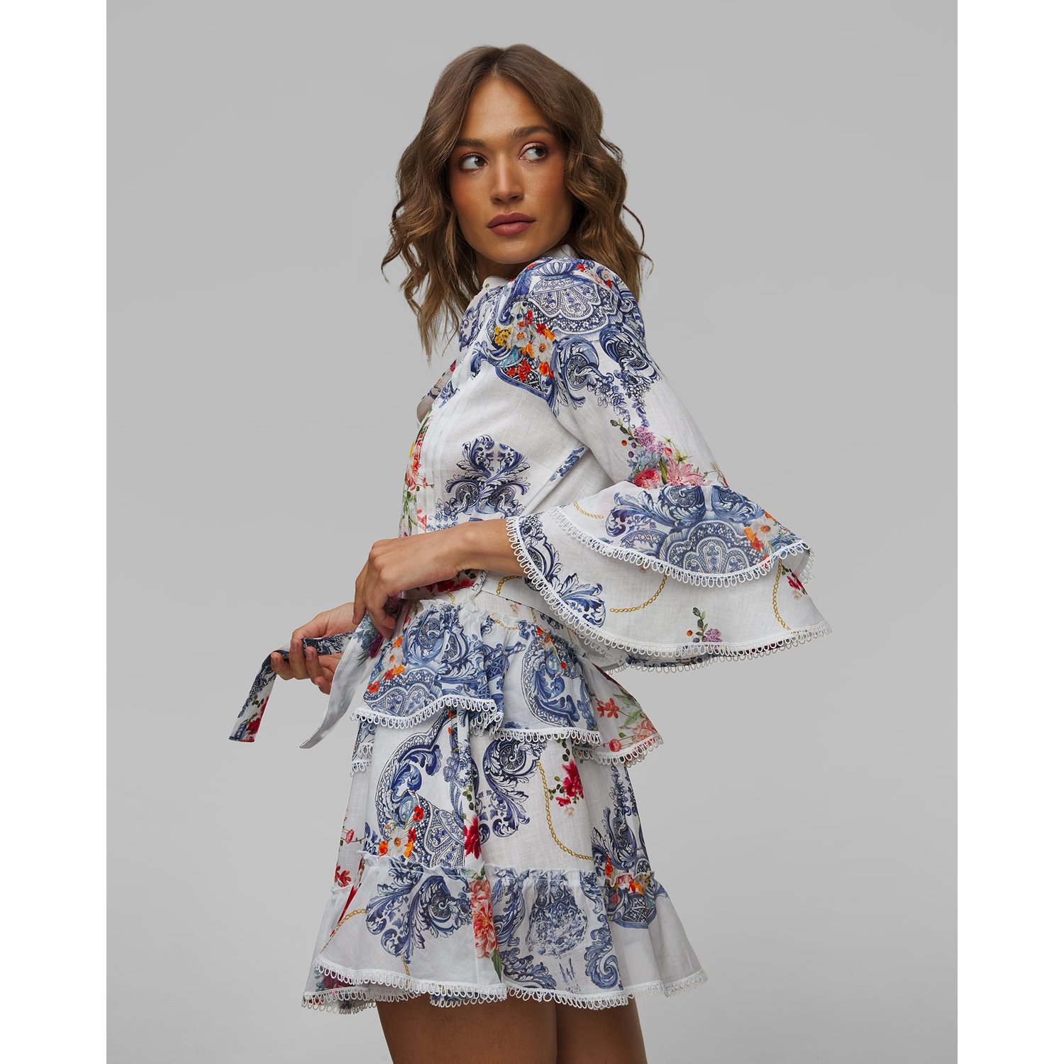 Sukienka Lniana W Kwiaty Positano Couture Panarea