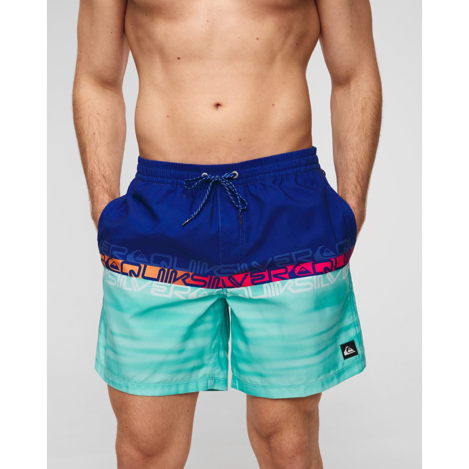 Niebieskie Boardszorty Męskie Quiksilver Everyday Wordblock Volley 17