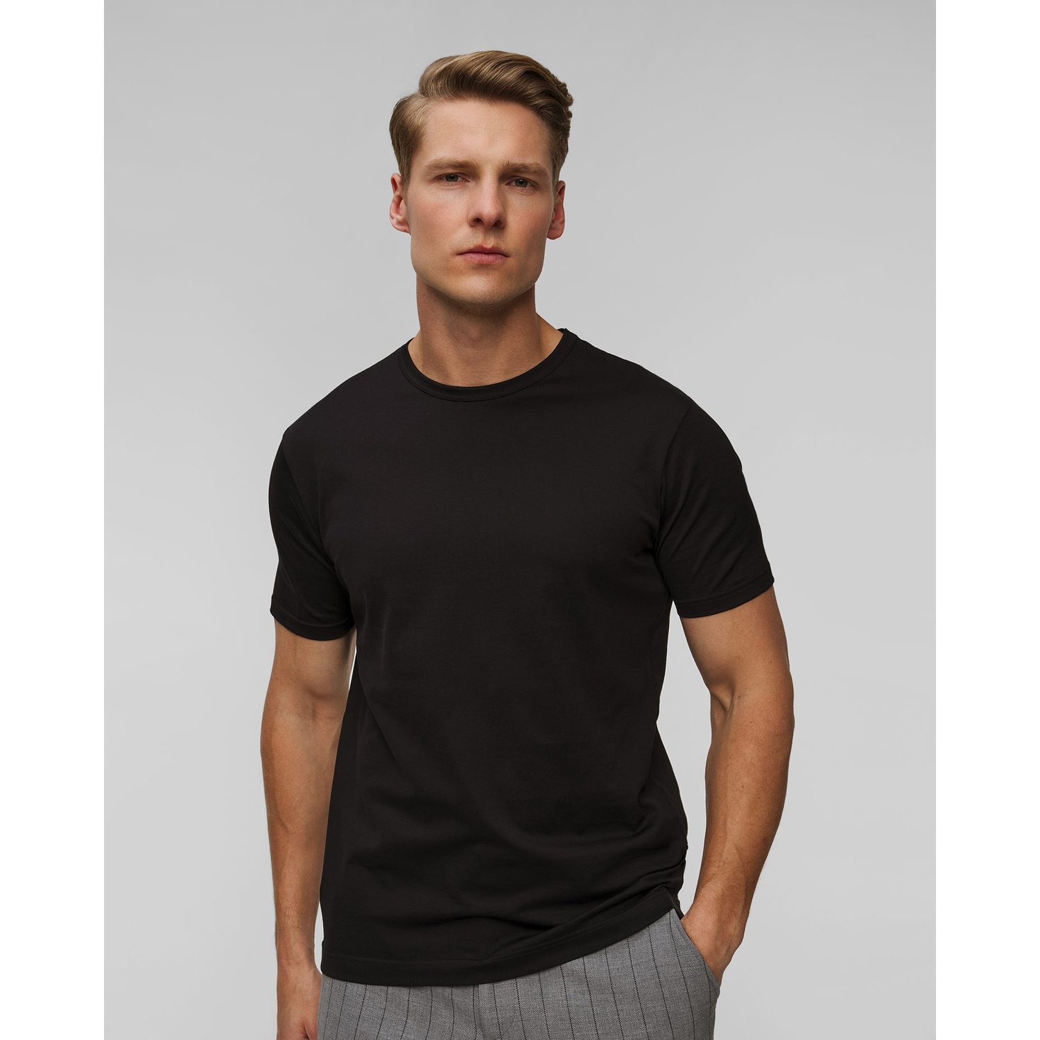 Czarny T-shirt Męski Sunspel
