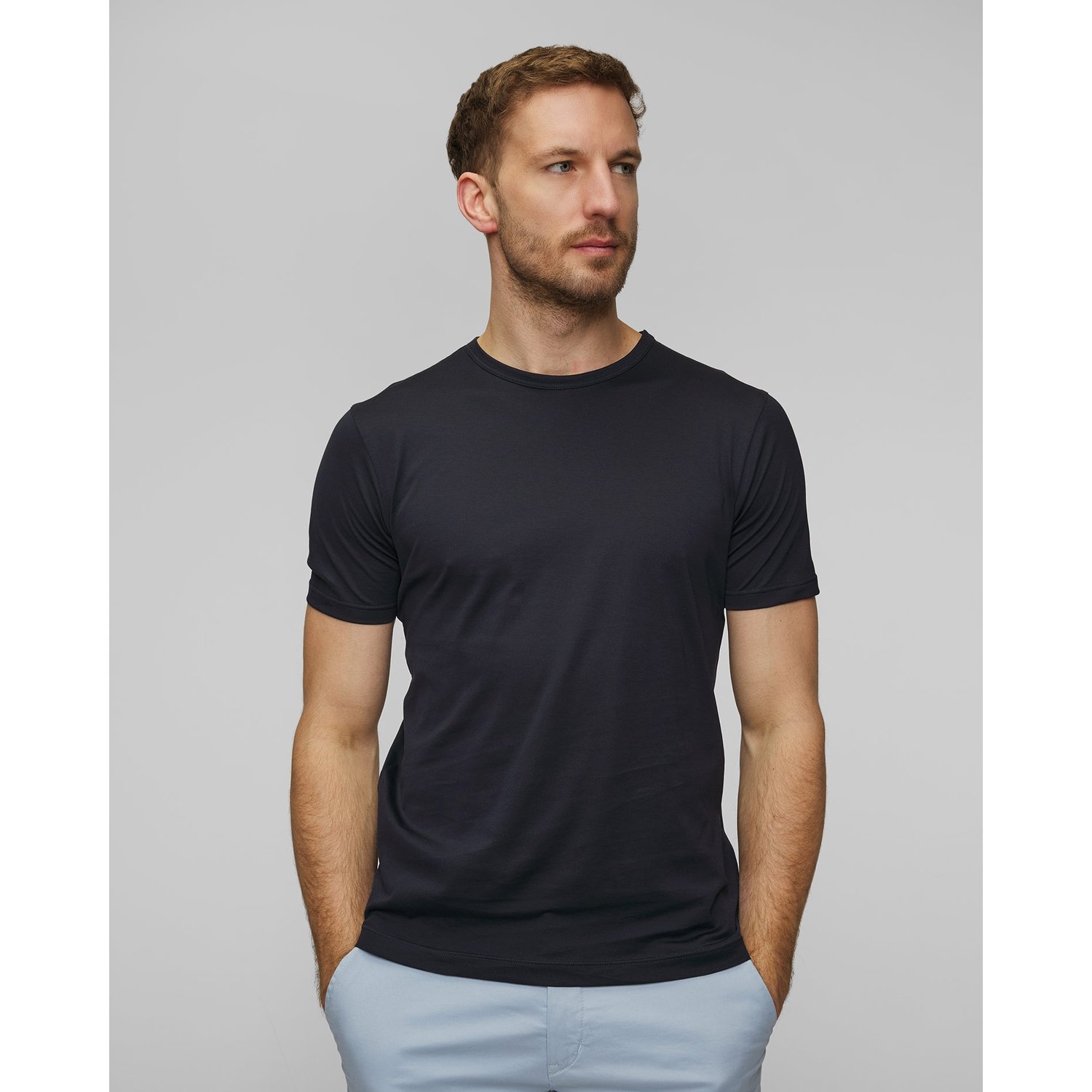 Granatowy T-shirt Męski Sunspel
