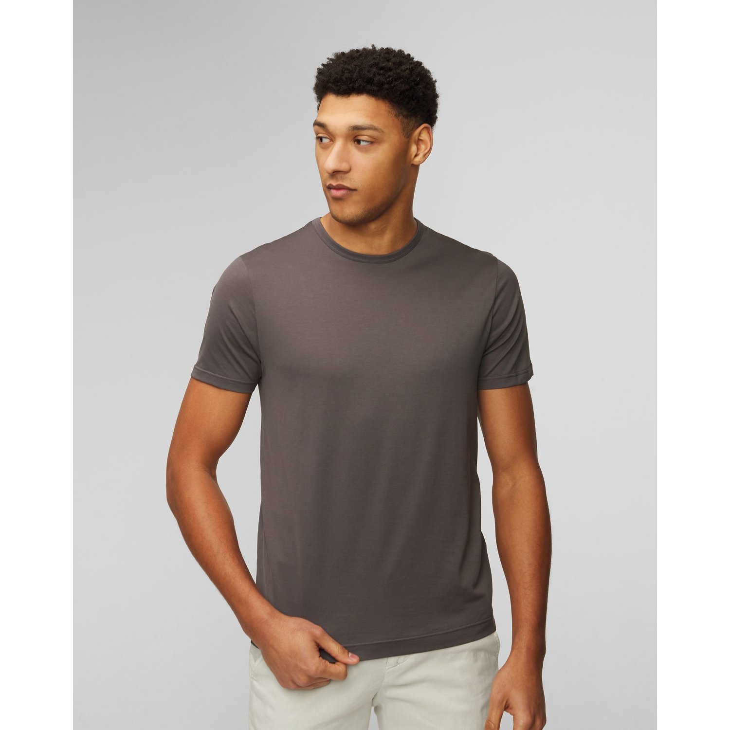 Brązowy T-shirt Męski Sunspel