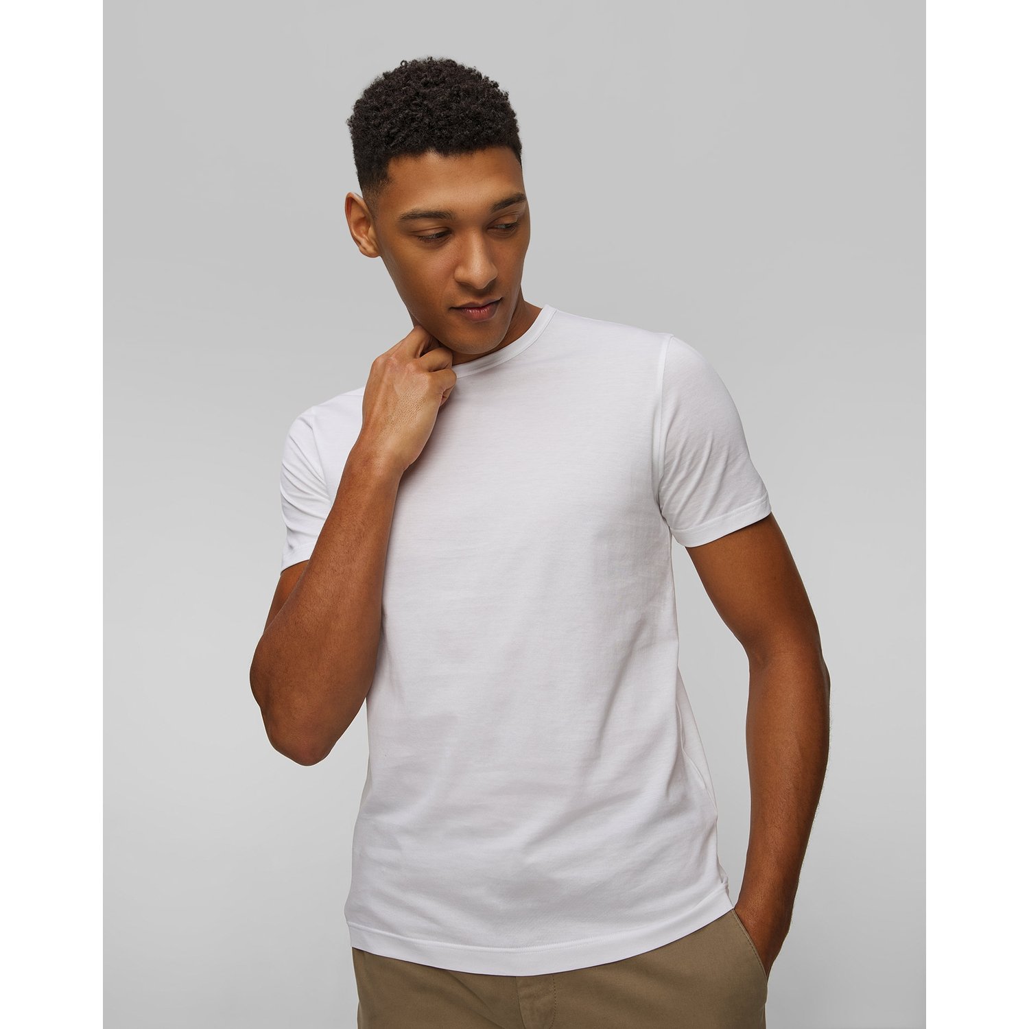 Biały T-shirt Męski Sunspel