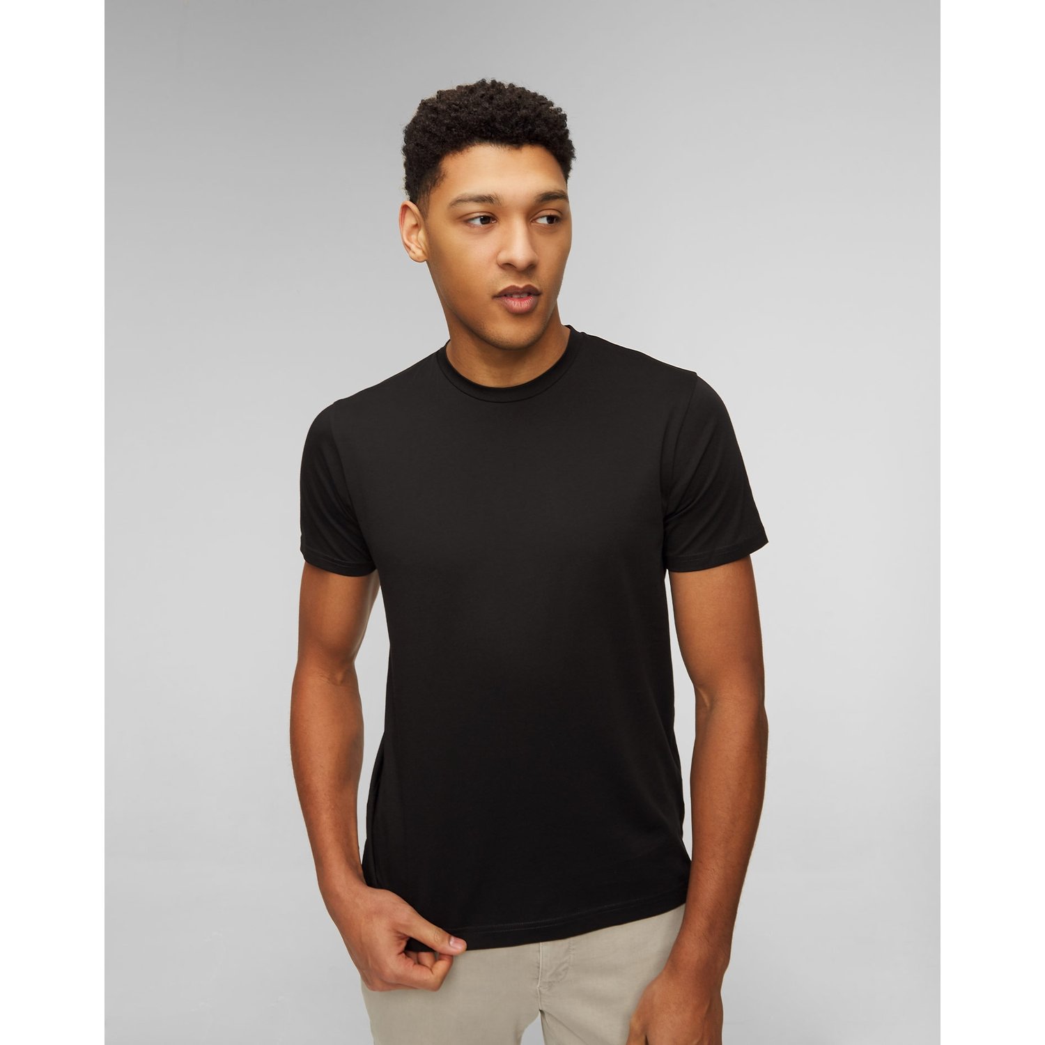 Czarny T-shirt Męski Sunspel
