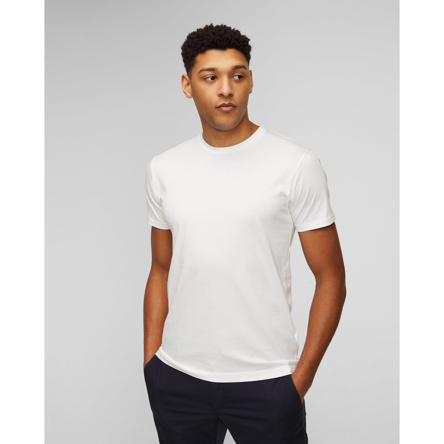 Biały T-shirt Męski Sunspel