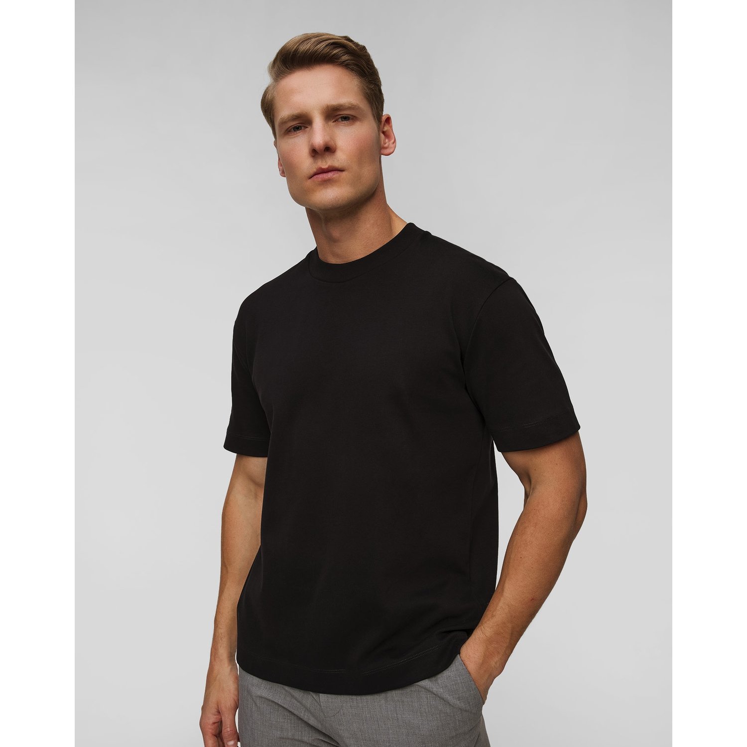 Czarny T-shirt Męski Sunspel