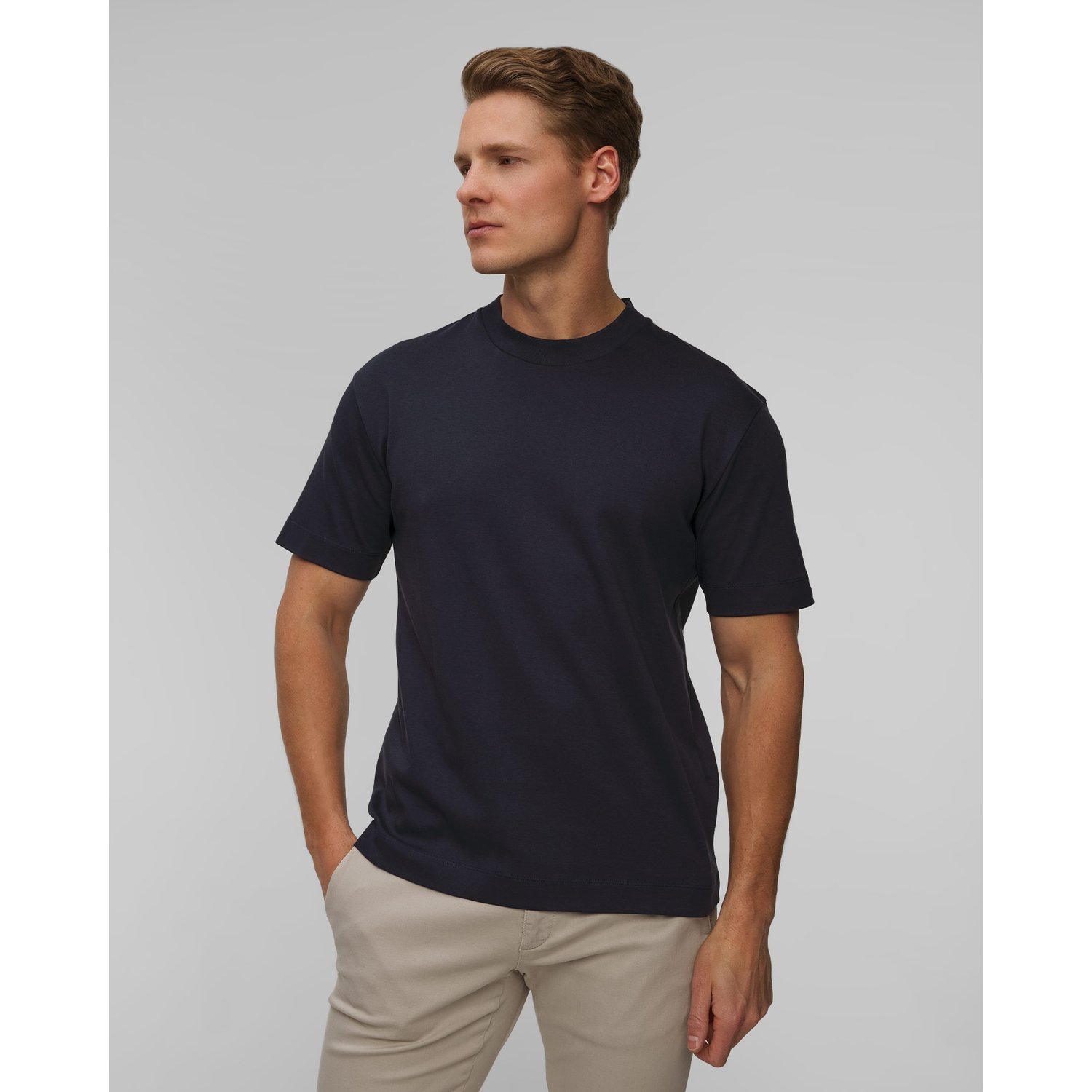 Granatowy T-shirt Męski Sunspel