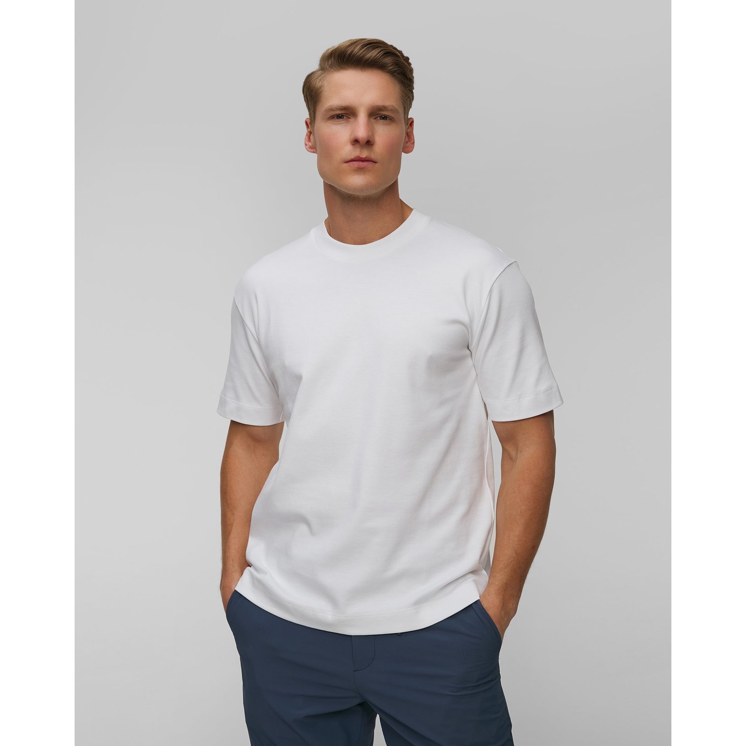 Biały T-shirt Męski Sunspel