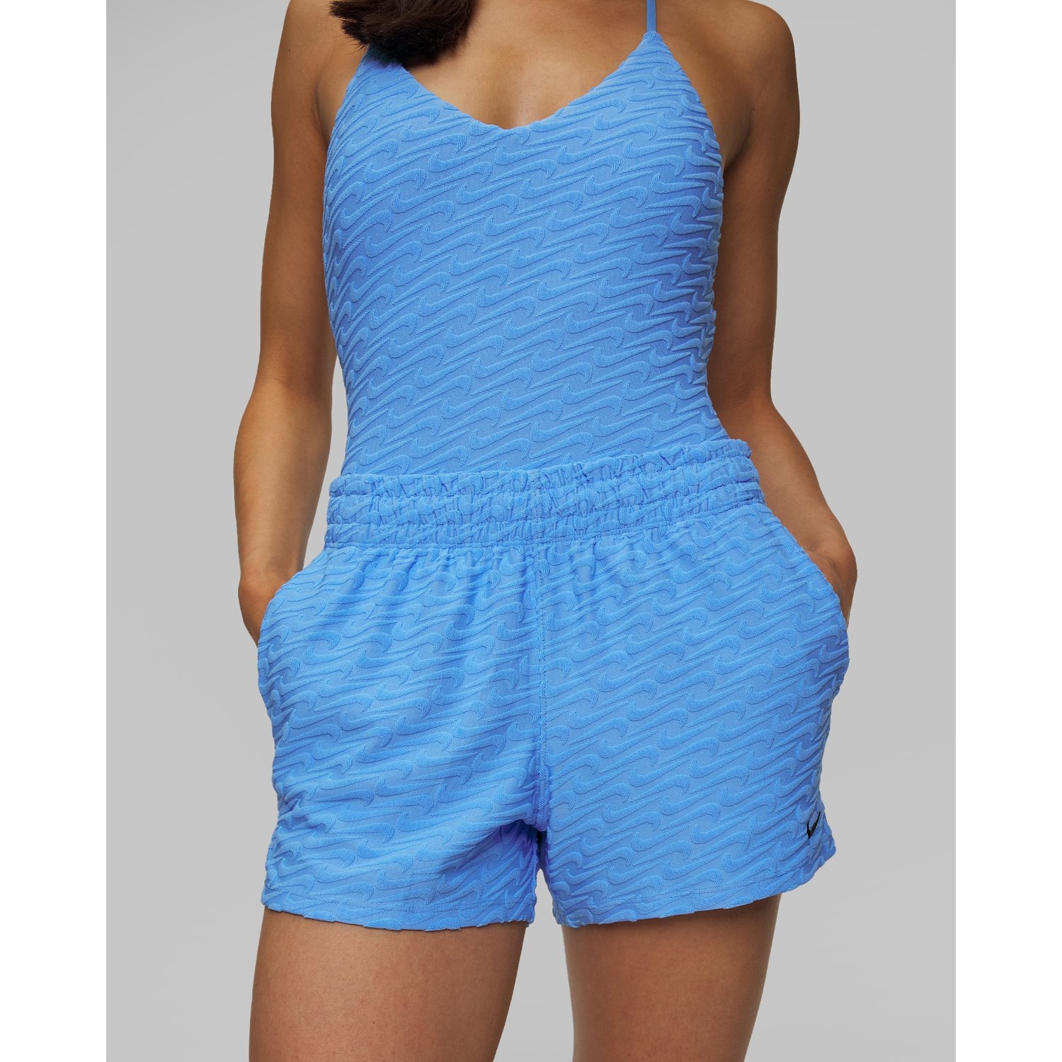 Niebieskie Szorty Kąpielowe Damskie Nike Swim Cover-ups Nike Swoosh Link Terry Short