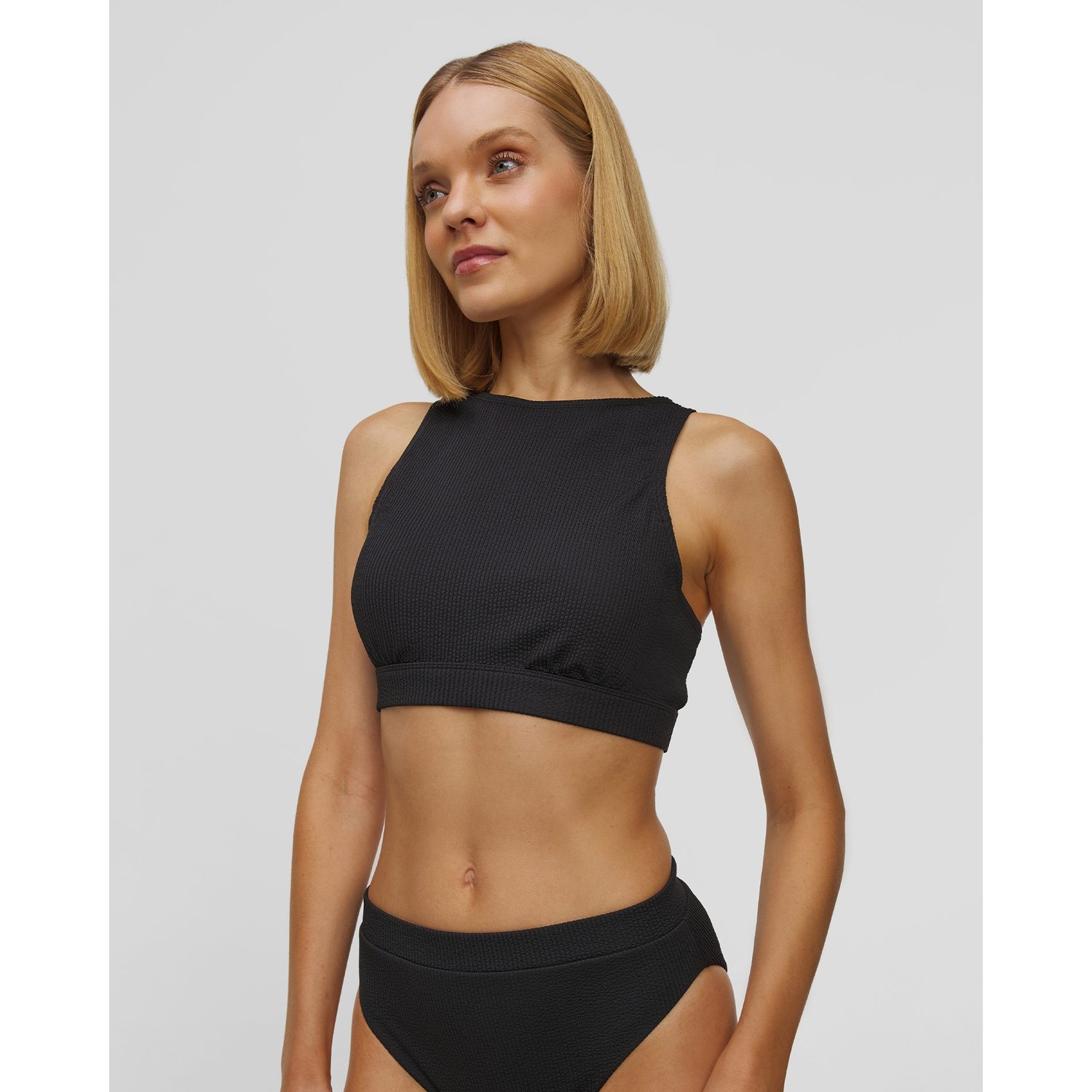 Góra Do Stroju Kąpielowego Damskiego Nike Swim Sport Style Nike Elevated Essential High Neck Bikini Top Czarna