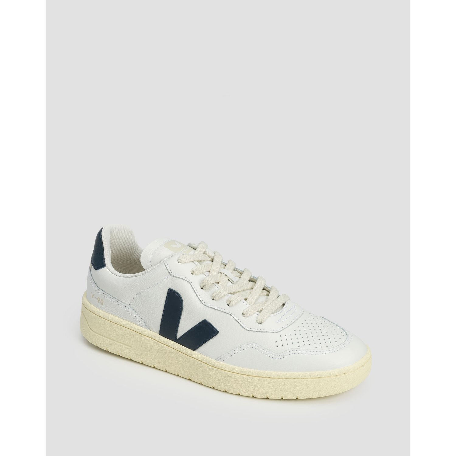 Skórzane Buty Męskie Veja V-90 Białe