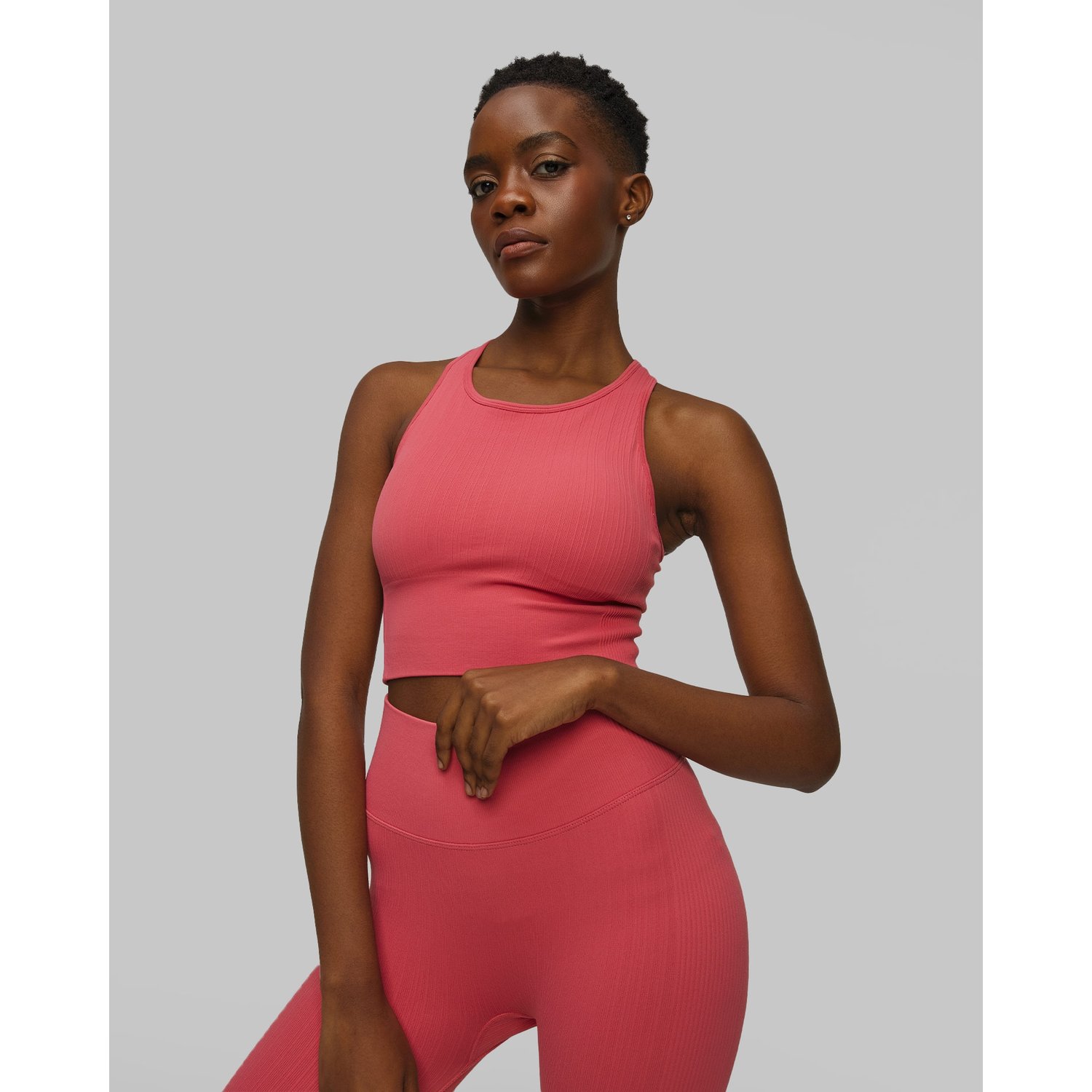 Top Sportowy Damski Casall Multi Rib Seamless Padded Sports Top Różowy