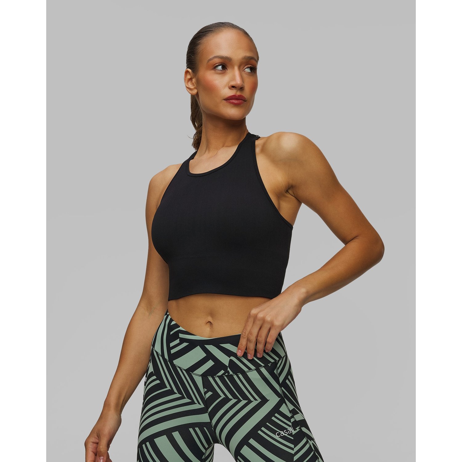 Top Sportowy Damski Casall Multi Rib Seamless Padded Sports Top Czarny
