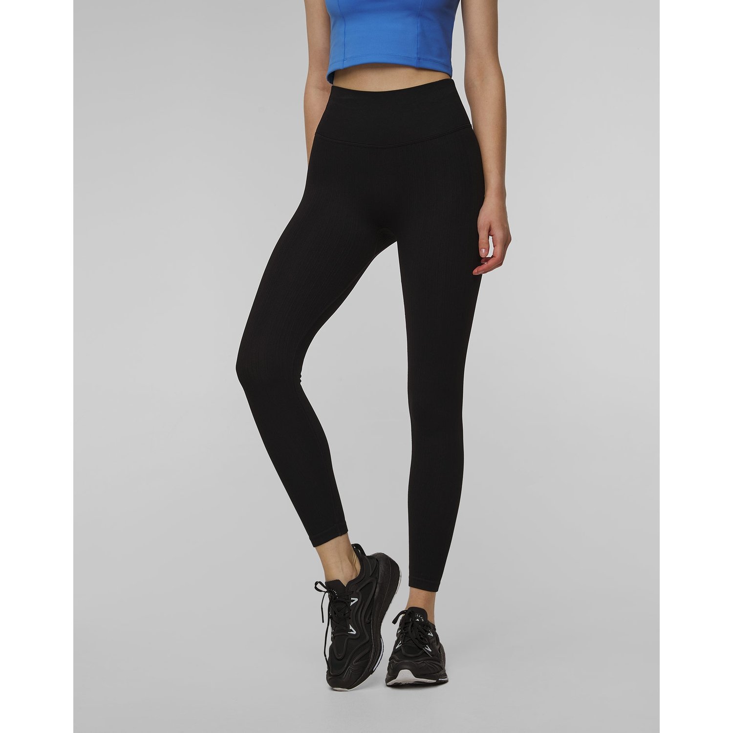 Leginsy Z Wysokim Stanem Damskie Casall Multi Rib Seamless High Waist Tights Czarne
