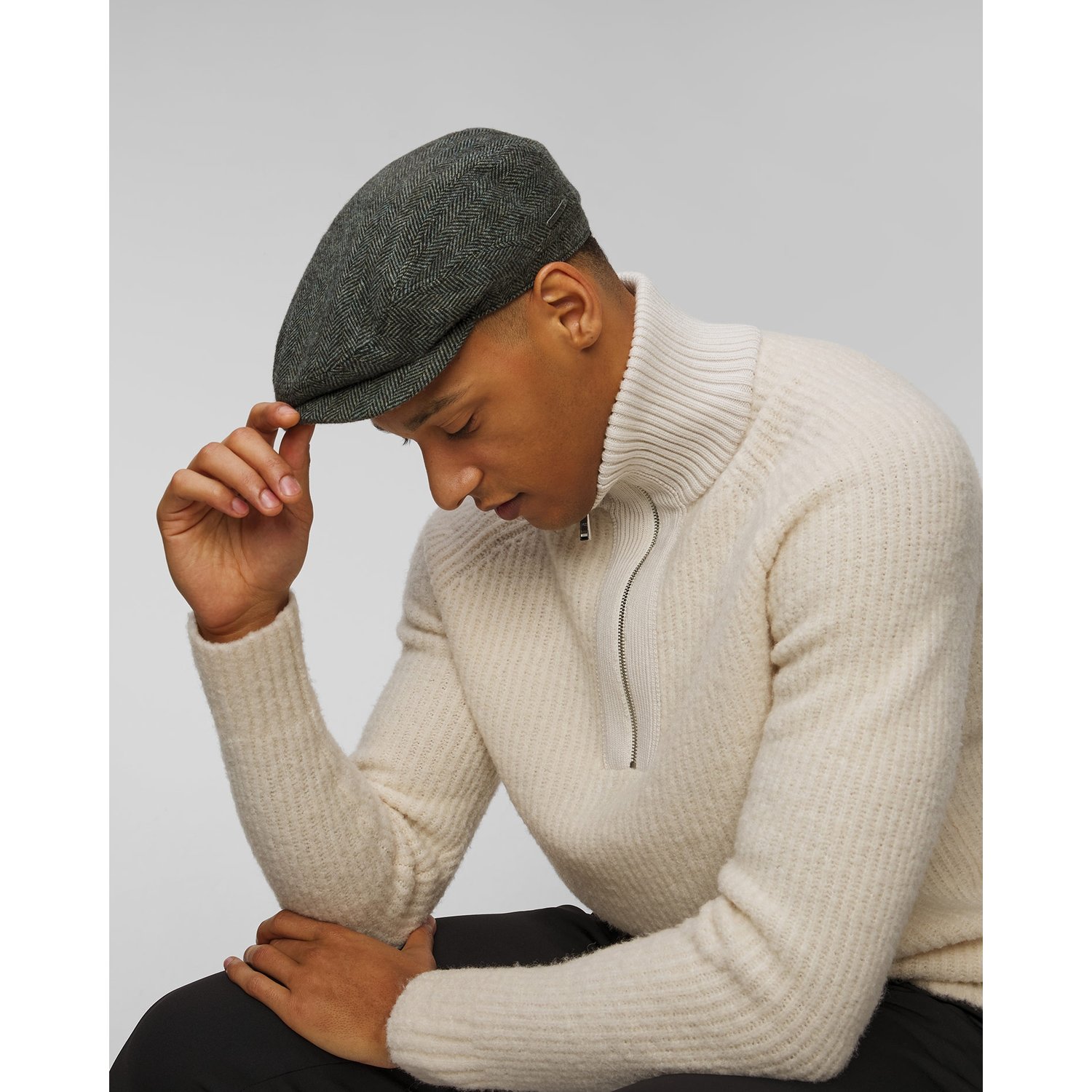 Kaszkiet Wełniany Męski Stetson Driver Cap Wool Herringbone Zielony