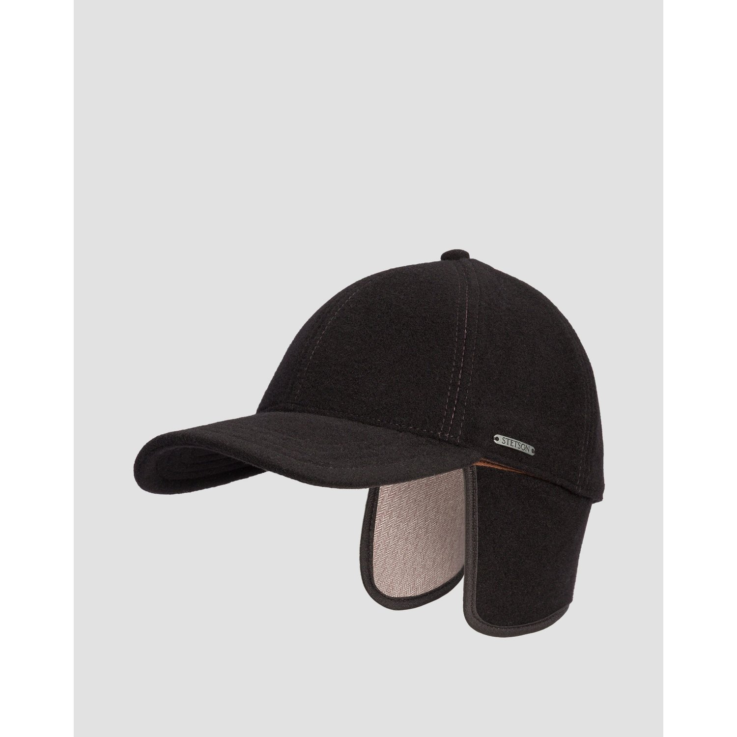 Czapka Z Daszkiem I Klapami Bocznymi Męska Stetson Baseball Cap Wool Cashmere Ef Czarna