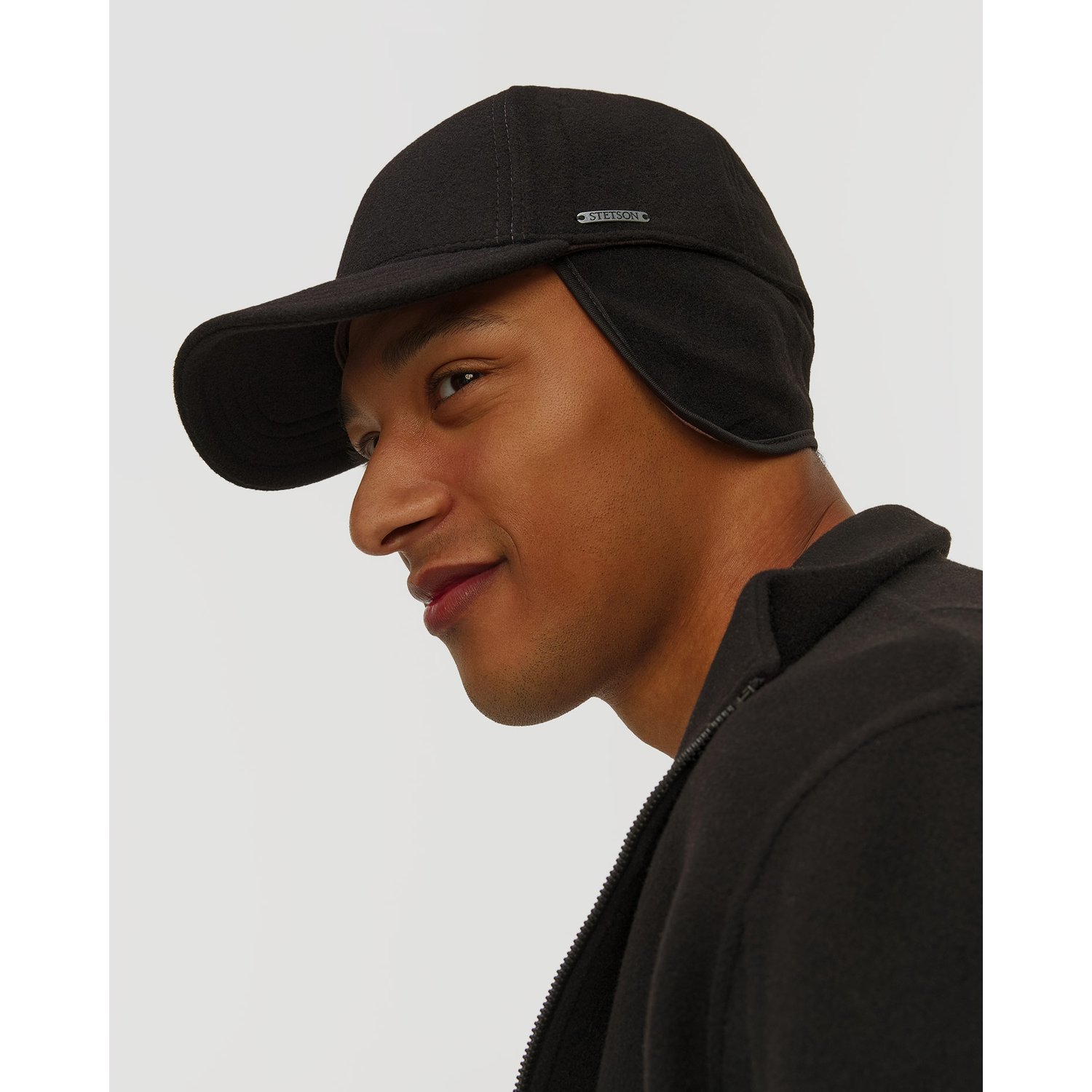 Czapka Z Daszkiem I Klapami Bocznymi Męska Stetson Baseball Cap Wool Cashmere Ef Czarna