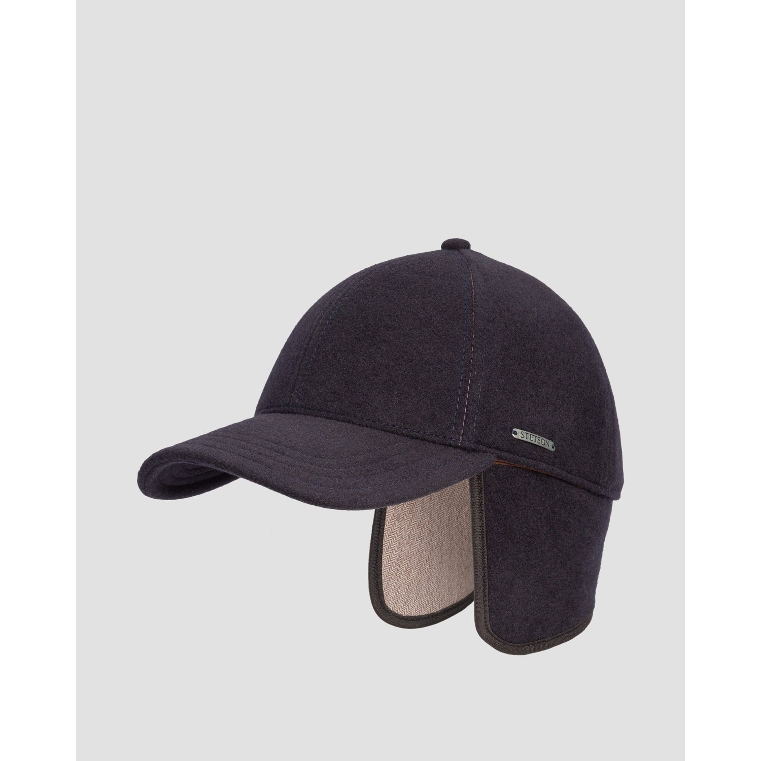 Czapka Z Daszkiem I Klapami Bocznymi Męska Stetson Baseball Cap Wool Cashmere Ef Granatowa