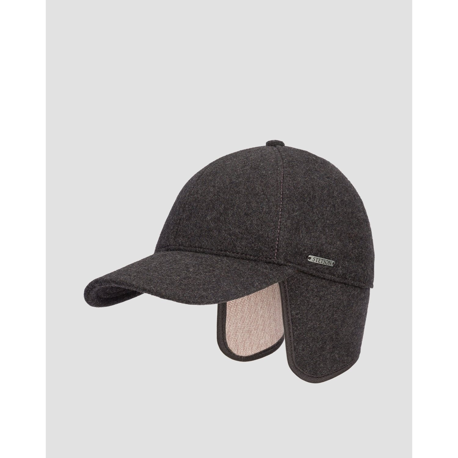 Czapka Z Daszkiem I Klapami Bocznymi Męska Stetson Baseball Cap Wool Cashmere Ef Szara