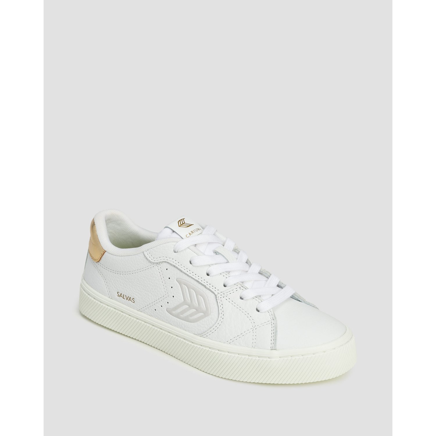 Sneakersy Damskie Skórzane Cariuma Salvas White Premium Leather Ice Logo Metallic Gold