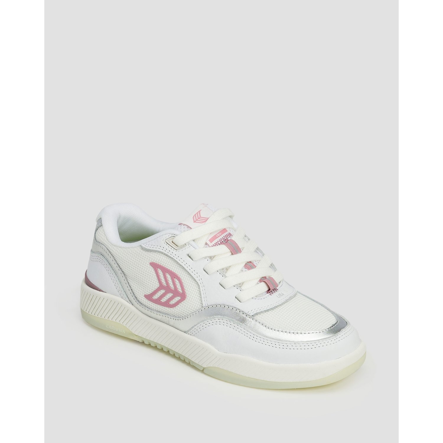 Buty Sportowe Damskie Cariuma Uba White Leather And Suede Blush Pink Logo