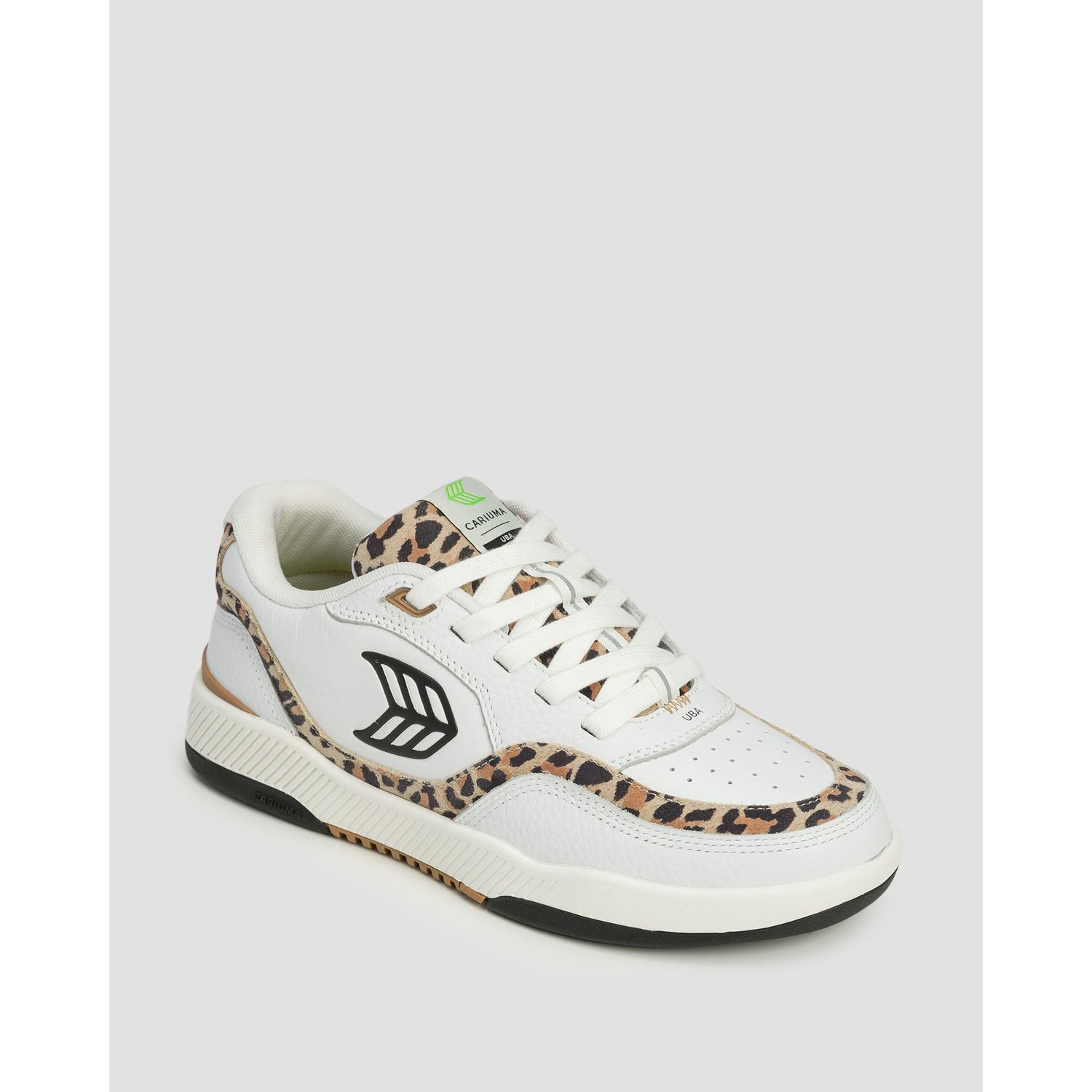 Buty Sportowe Damskie Cariuma Uba White Leather Leopard Print Suede Black