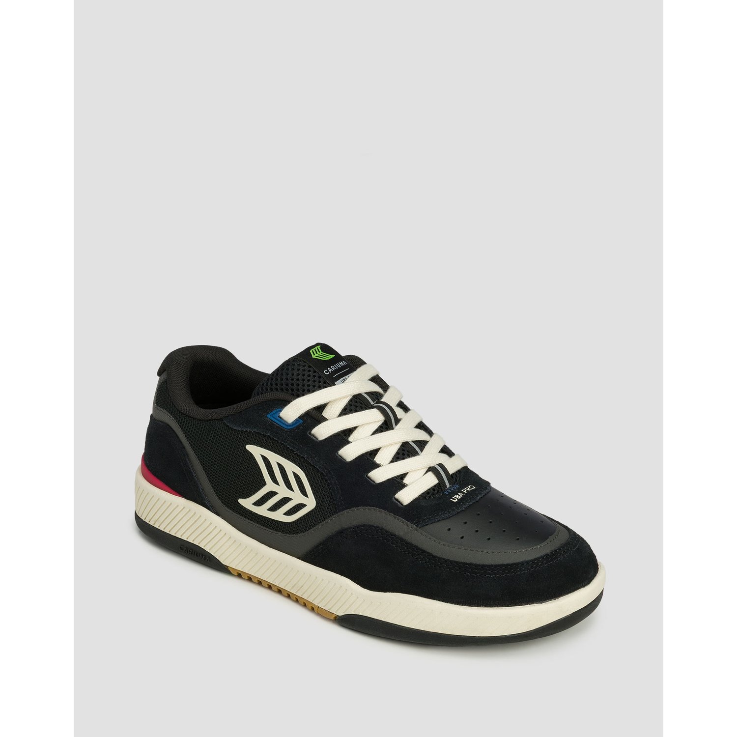 Buty Męskie Cariuma Uba Pro Black Suede And Mesh Ivory Logo Red