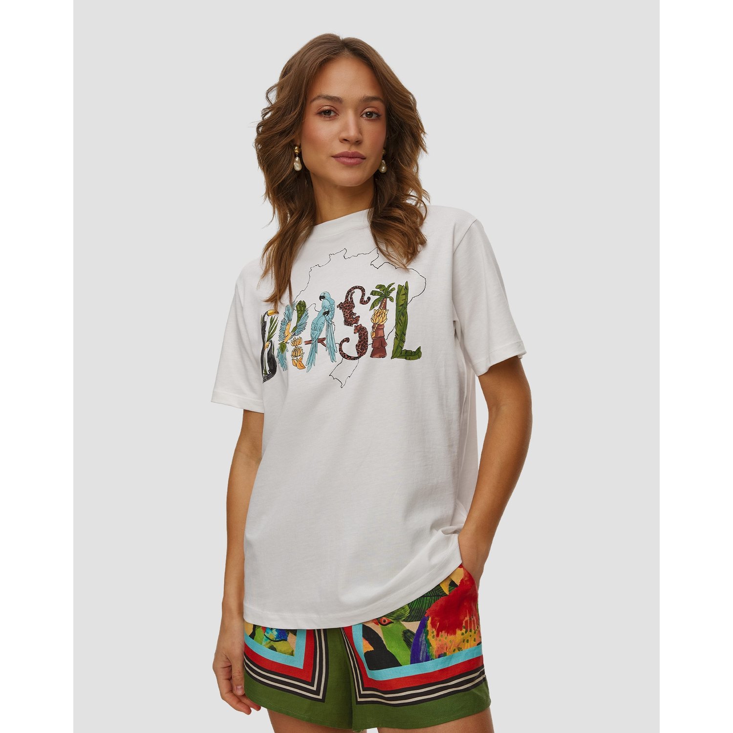 Biały T-shirt Damski Farm Rio