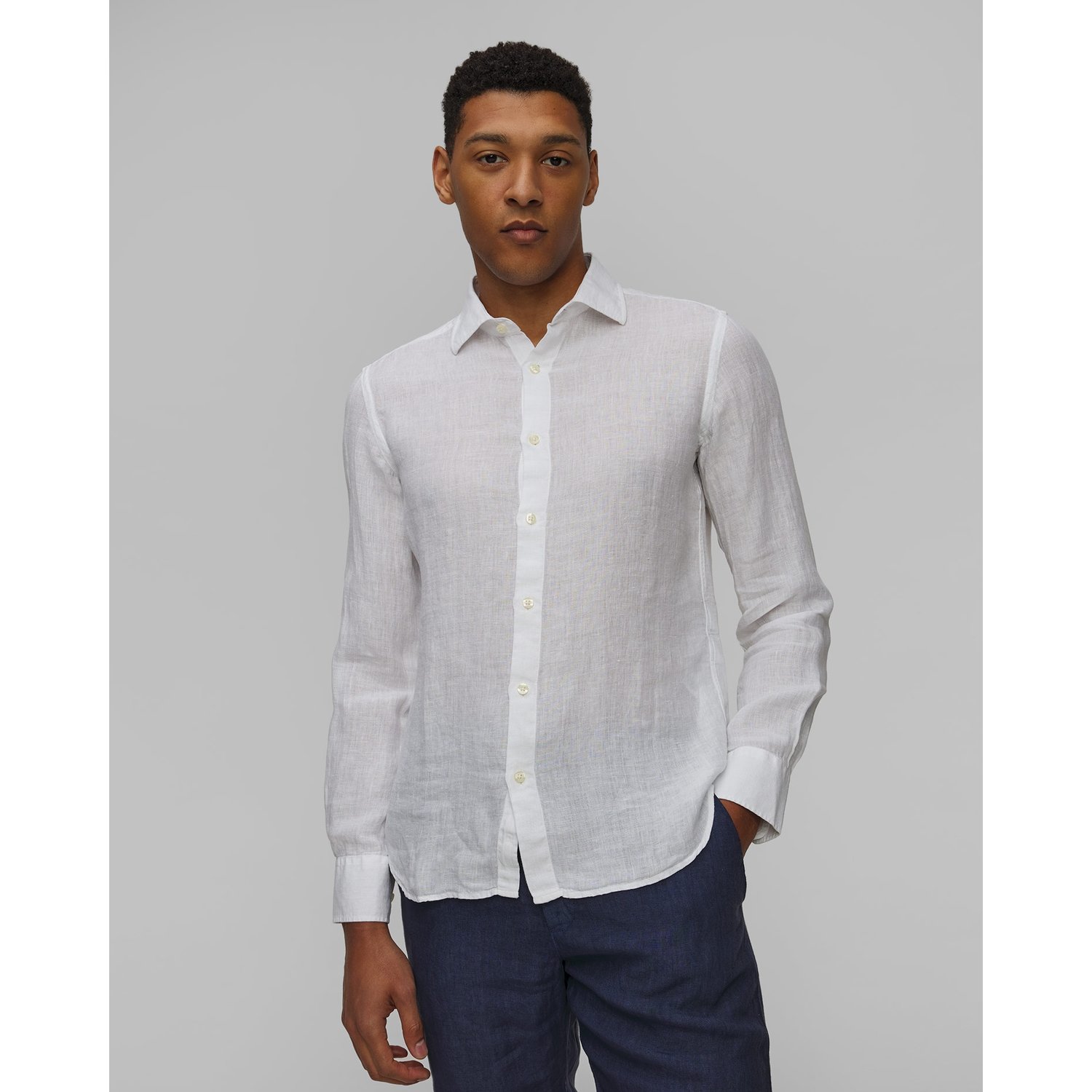 Lniana Koszula Męska 120% Lino Slim Fit Shirt