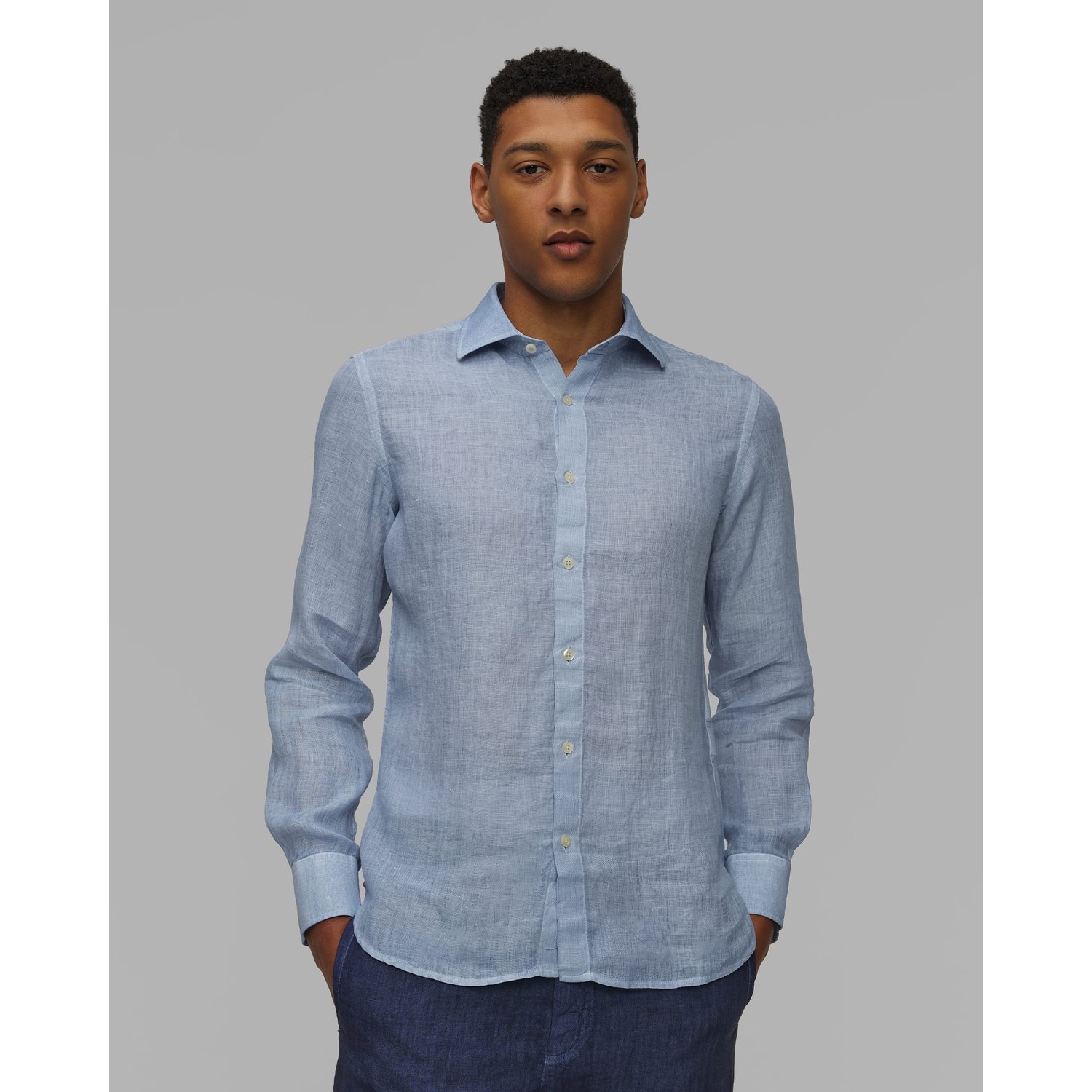 Lniana Koszula Męska 120% Lino Slim Fit Shirt