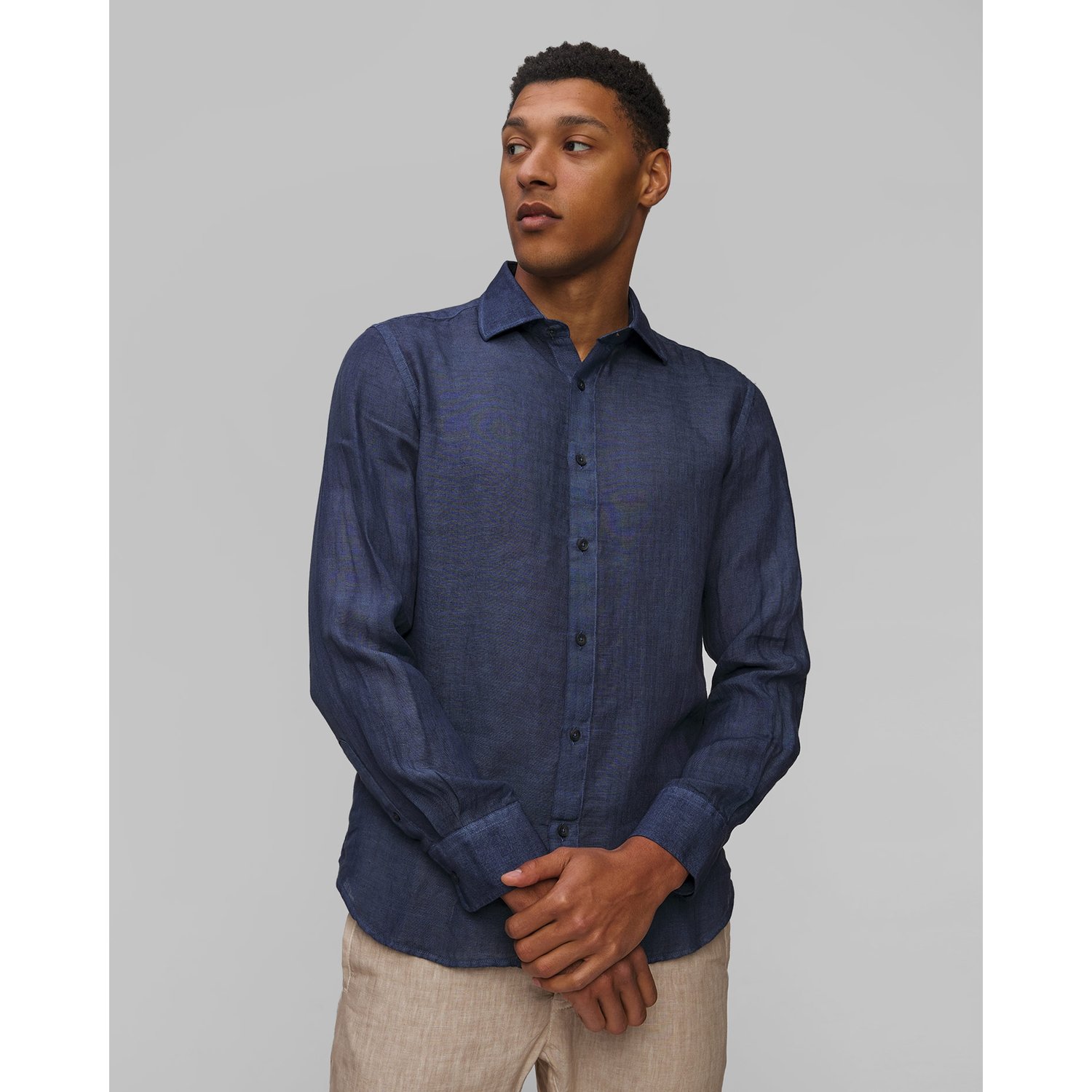 Lniana Koszula Męska 120% Lino Slim Fit Shirt