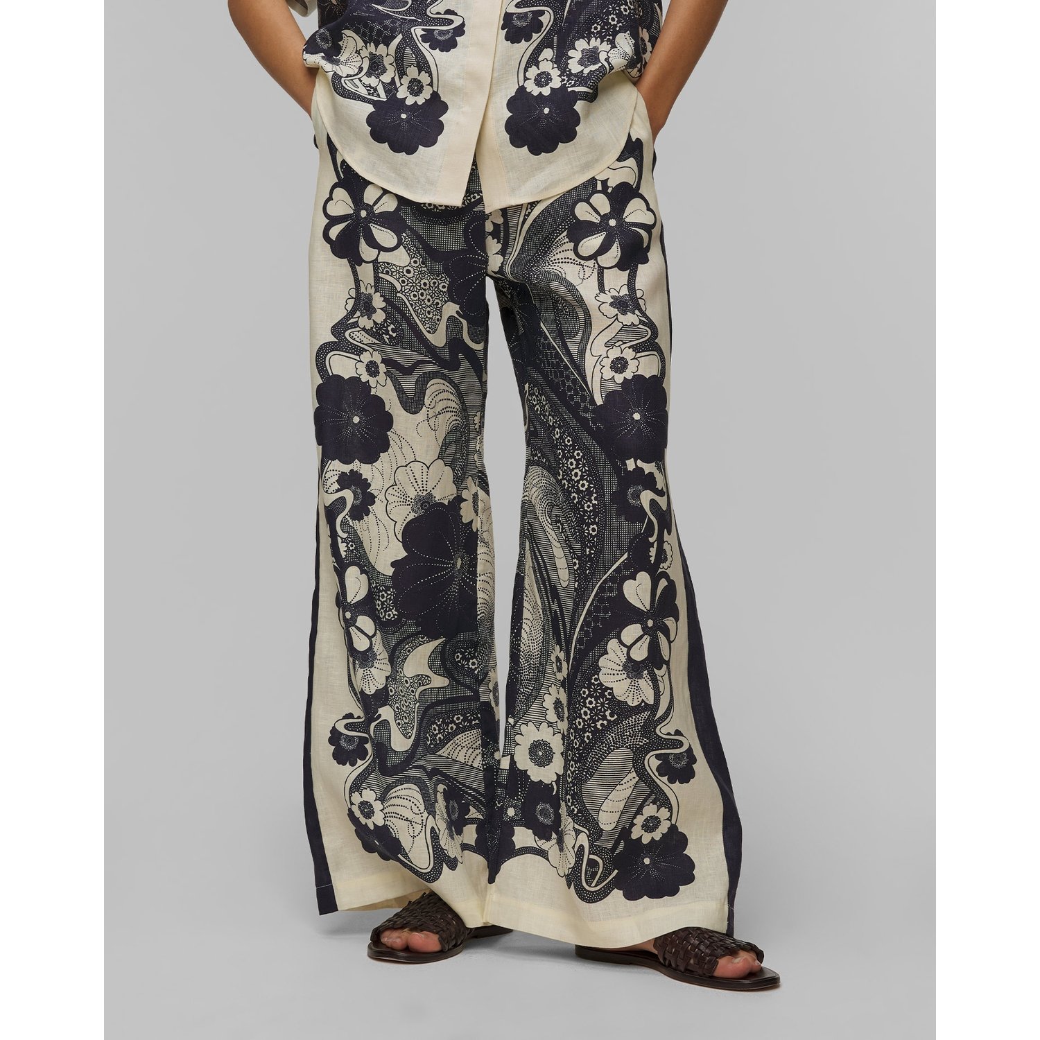 Szerokie Spodnie Lniane Damskie Alemais Mickey Pant