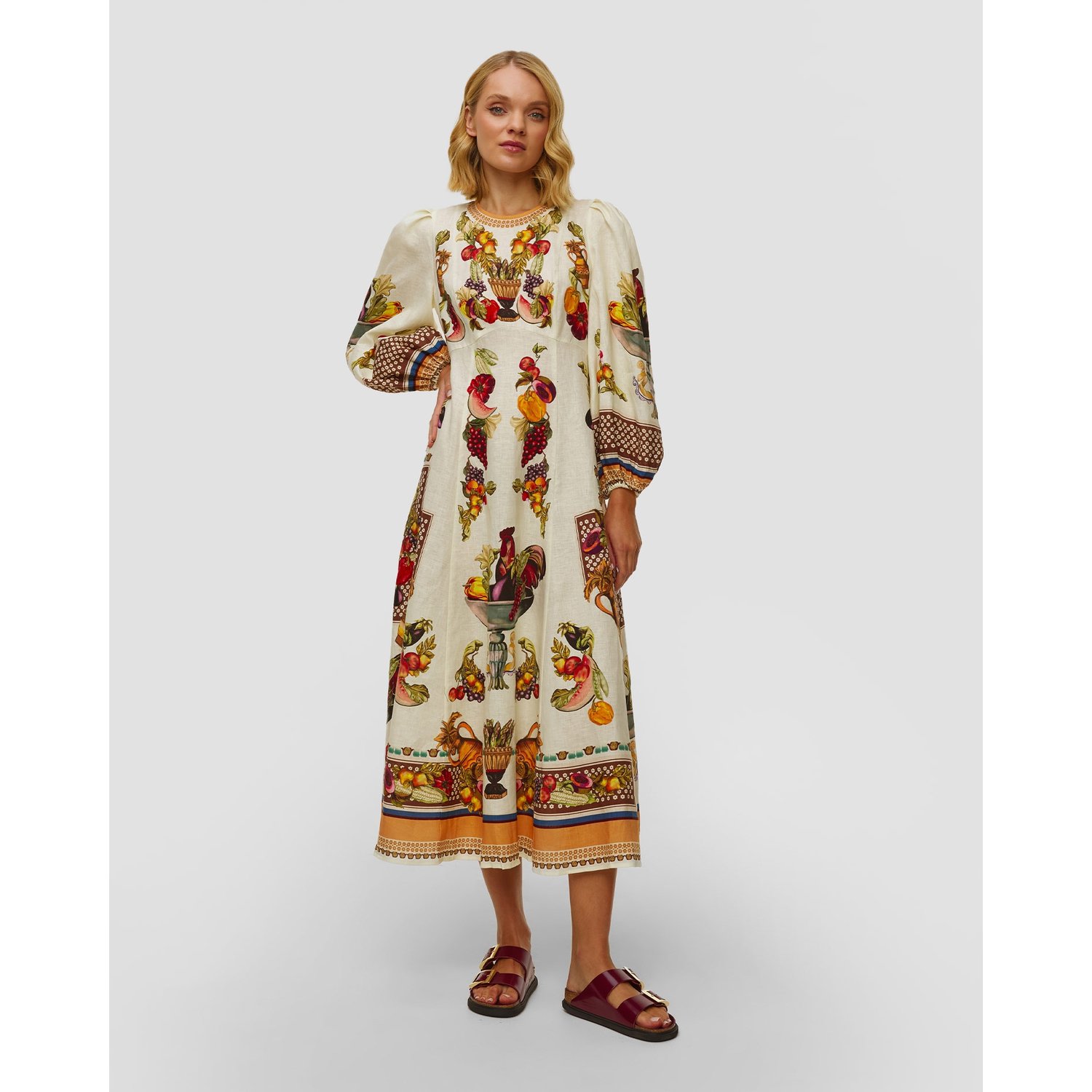 Sukienka Lniana W Kwiaty Alemais Mercado Midi