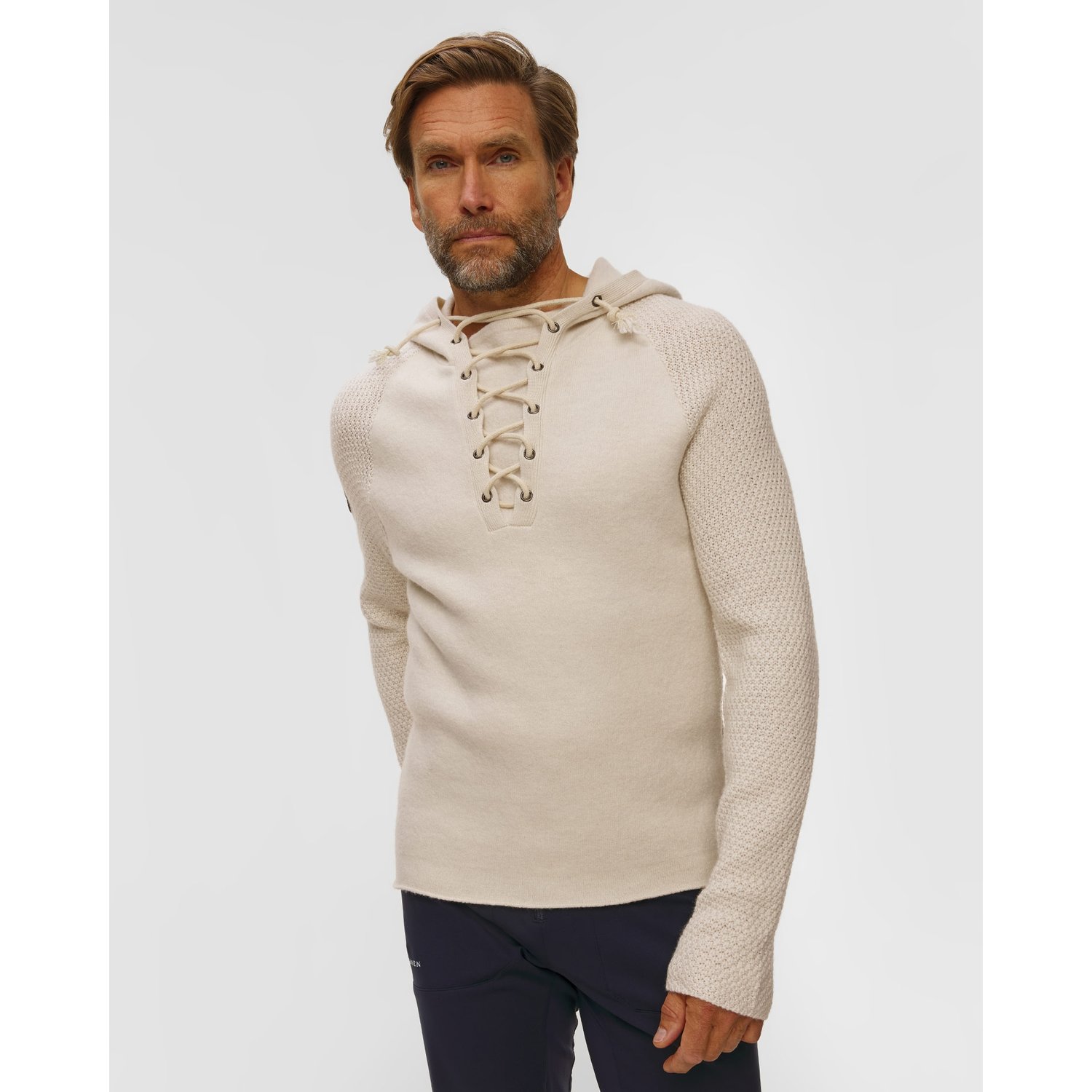 Sweter Męski Amundsen Boiled Hoodie Laced Beżowy