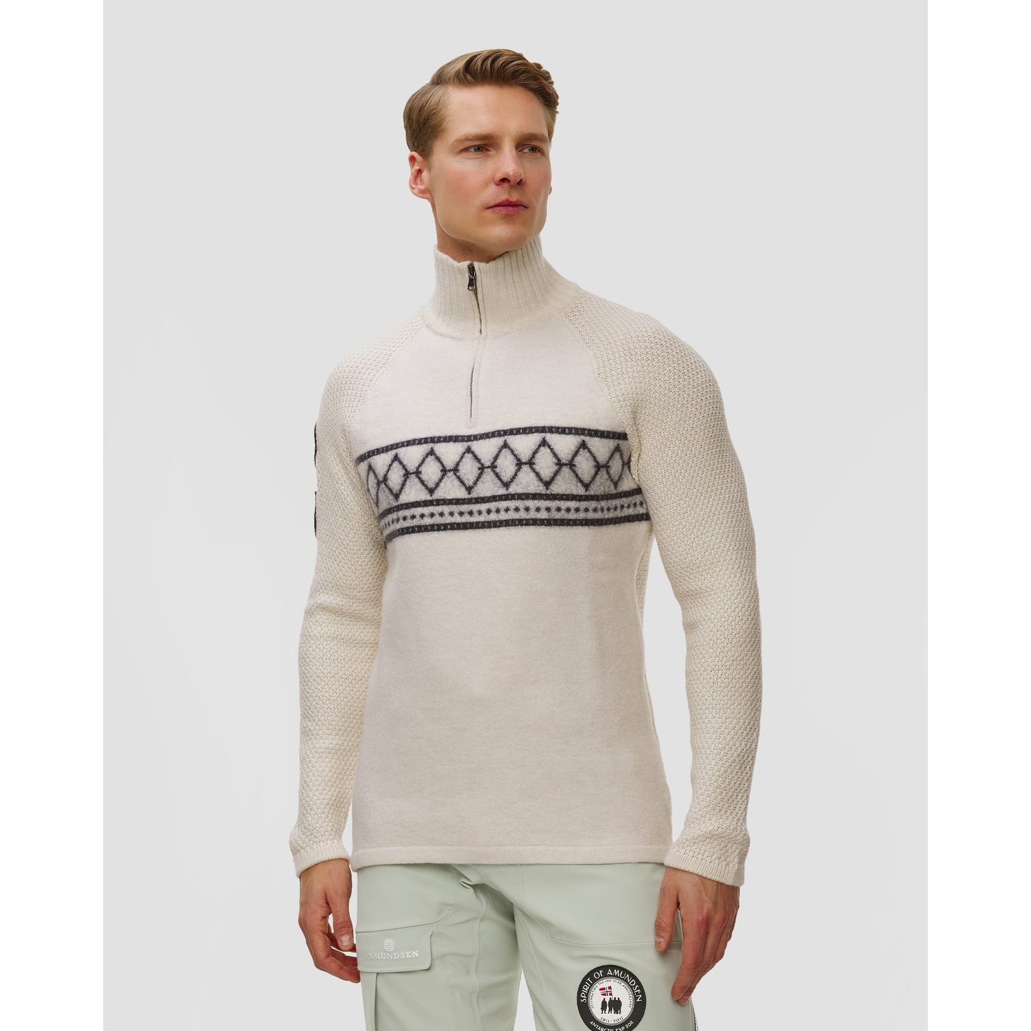 Golf Narciarski Męski Amundsen Sports Boiled Ski Sweater Beżowy